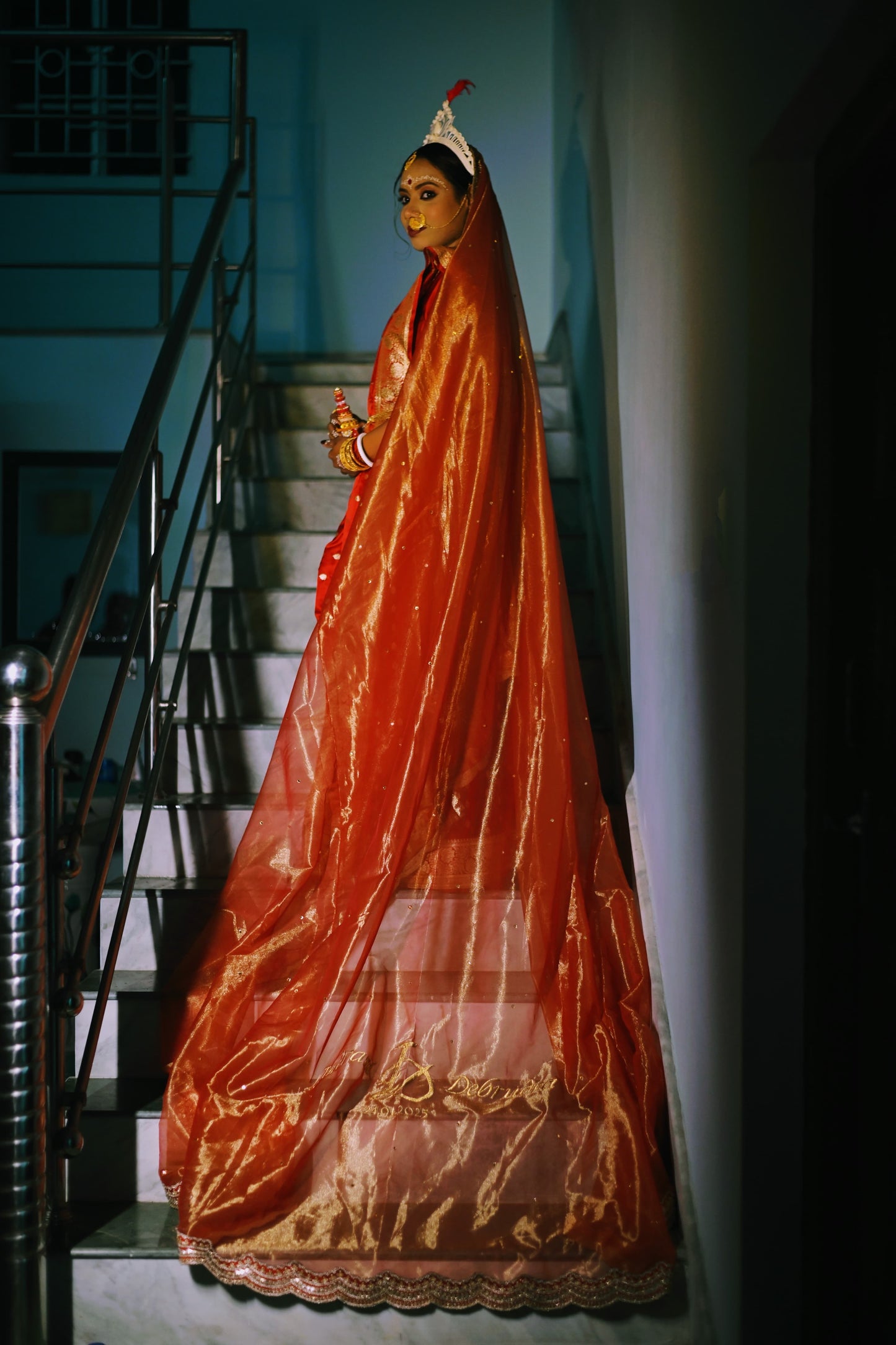 Legacy Thread – Handcrafted Border Veil in Tissue Silk with Custom Logo Embroidery