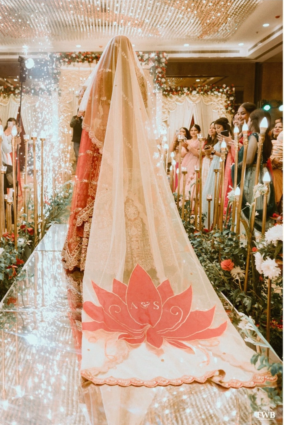 Divine Bloom Golden Bridal Veil with Lotus Appliqu and Personalized Your Bridesmaid Anwesha Divine Bloom Golden Bridal Veil with Lotus Appliqu and Personalized Your Bridesmaid Anwesha