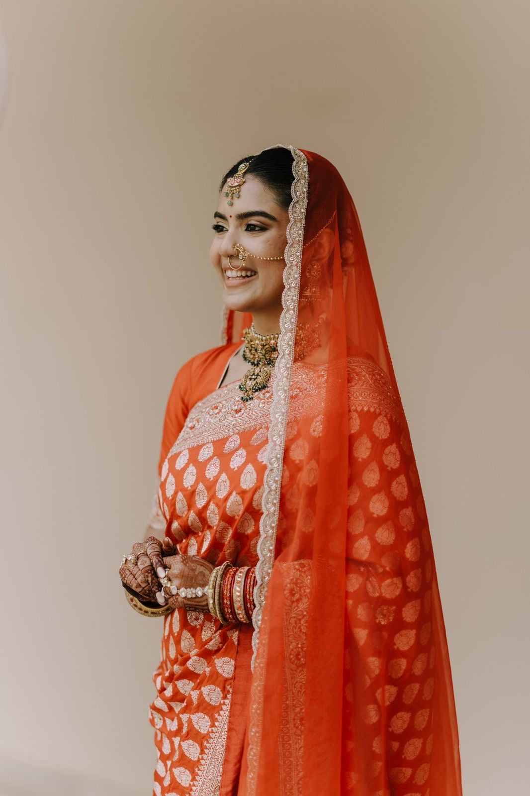 Sutra in Scarlet – Minimal Red Organza Dupatta with personalisation