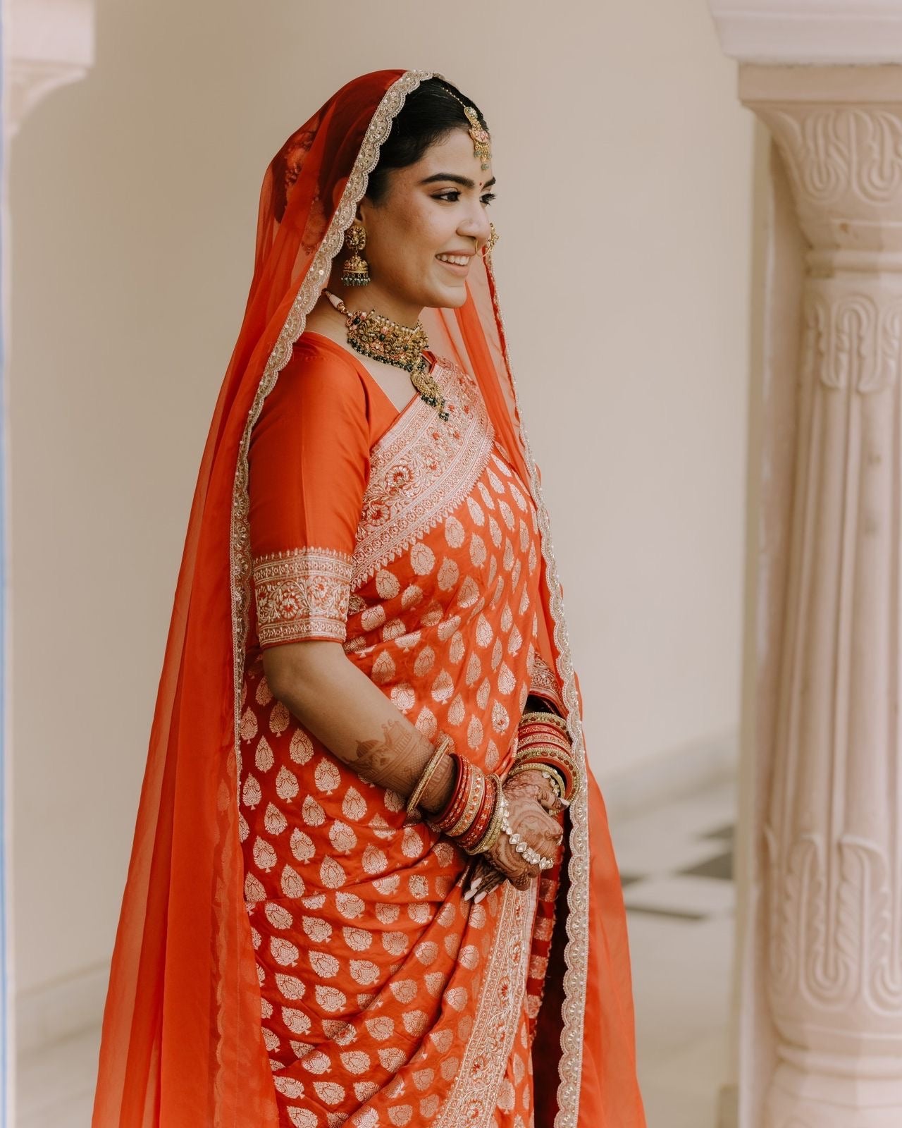 Sutra in Scarlet – Minimal Red Organza Dupatta with personalisation