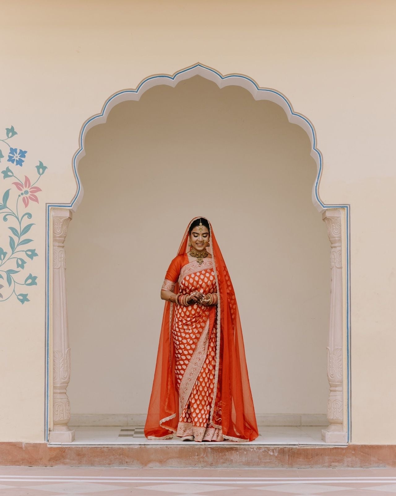 Sutra in Scarlet – Minimal Red Organza Dupatta with personalisation