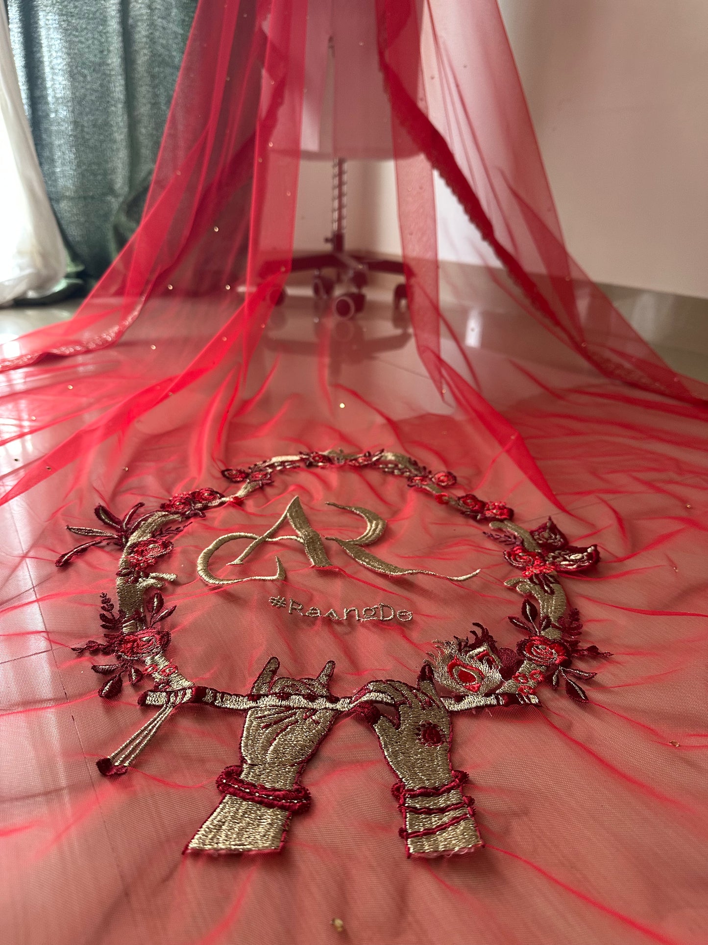 Radhika : Raadha-Krishna inspired Wedding Logo for a Cathedral length Veil