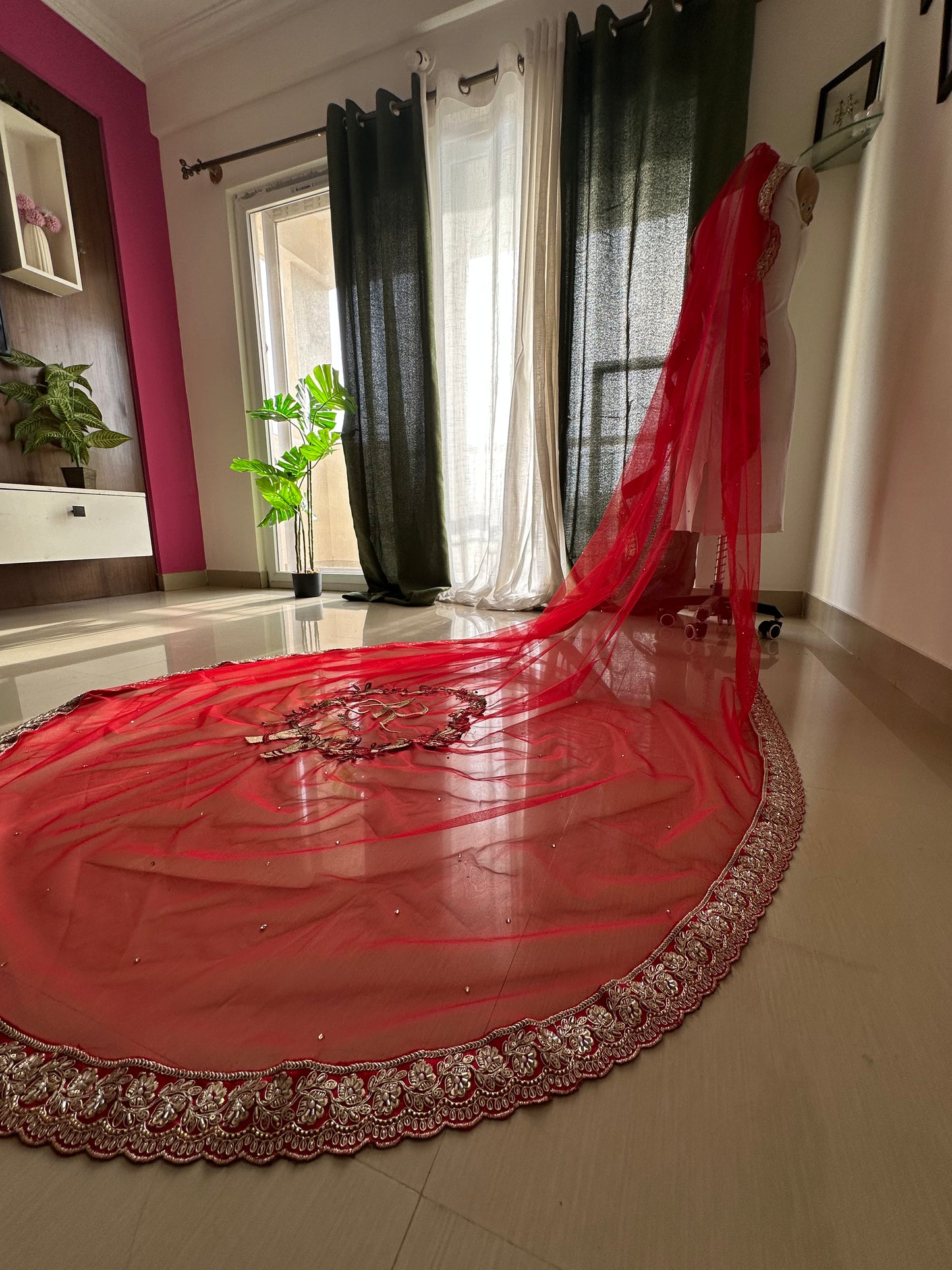 Radhika : Raadha-Krishna inspired Wedding Logo for a Cathedral length Veil