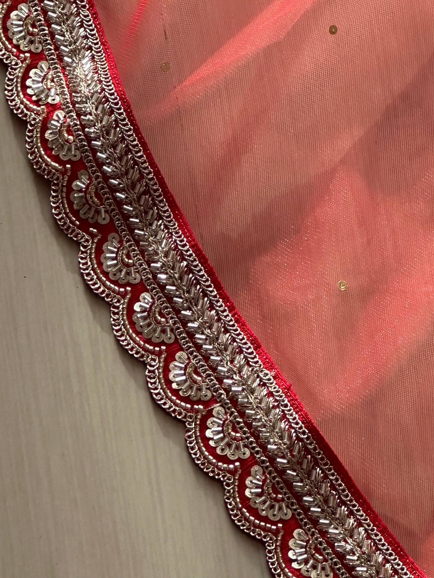 Scarlet Veda - Cathedral length Red veil with Sanskrit quote personalised