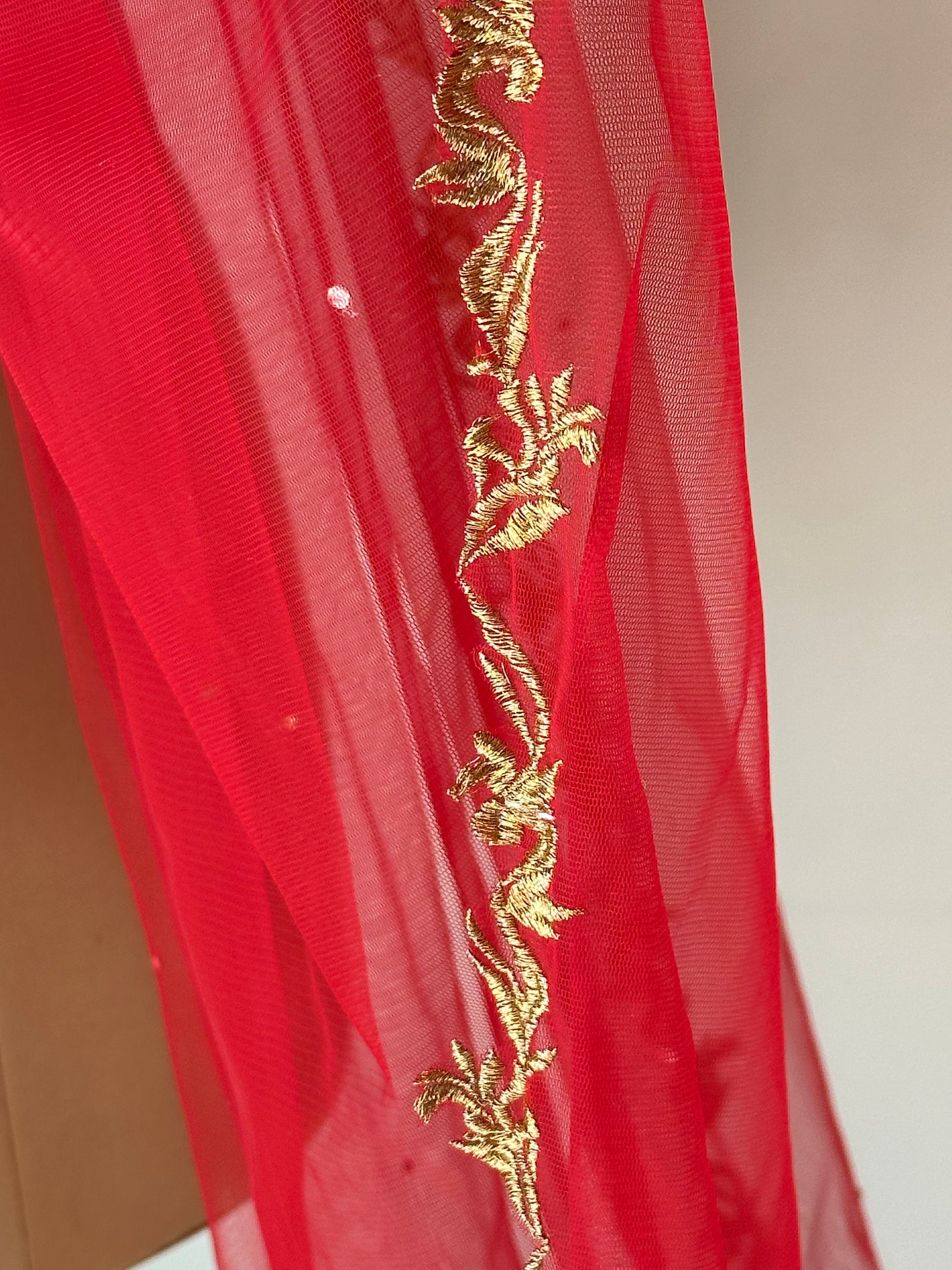 Velaria Royale - Victorian and Vintage style Red Chapel length Veil