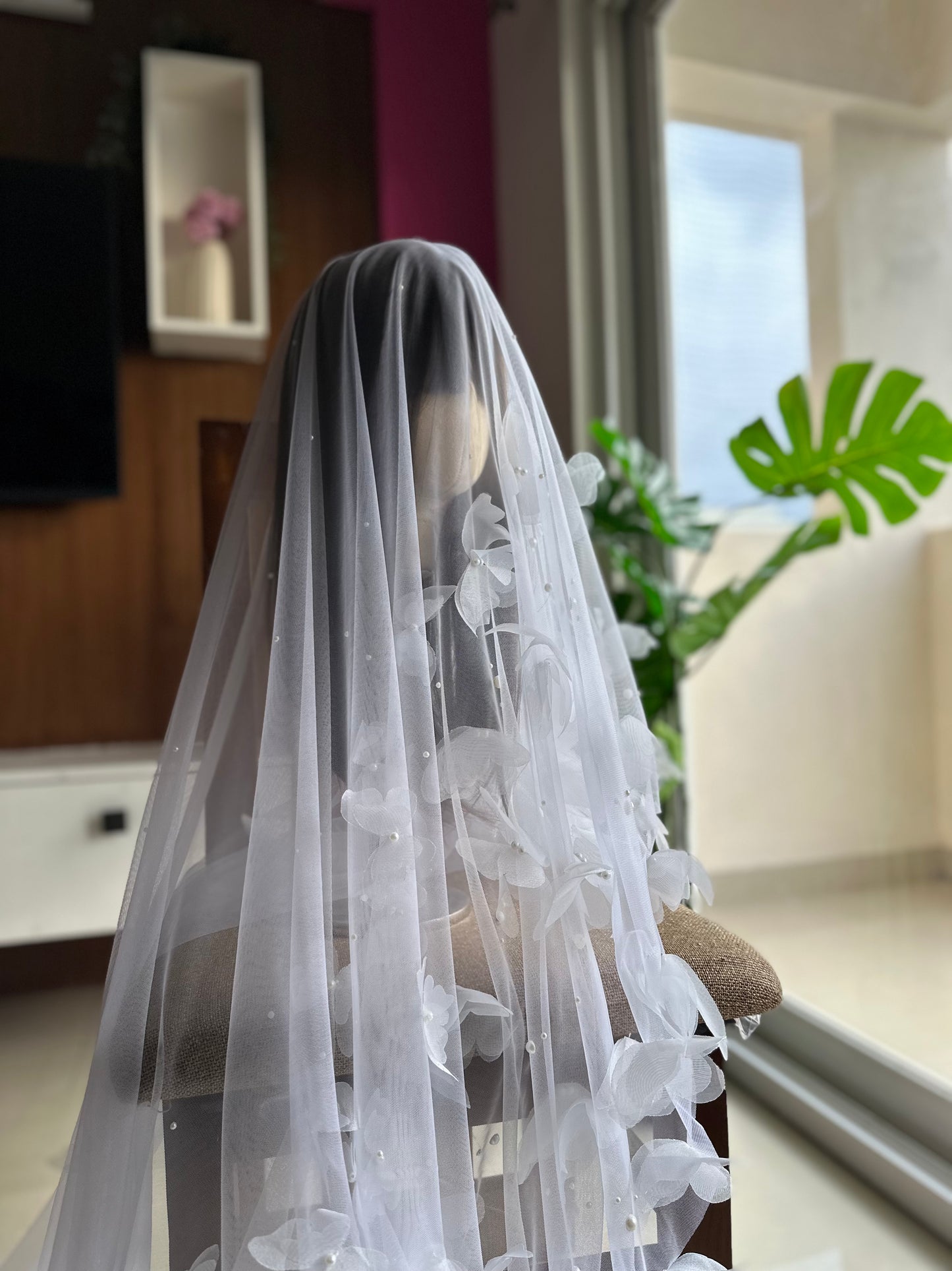 Aurora - the 3d butterfly cathedral length white veil