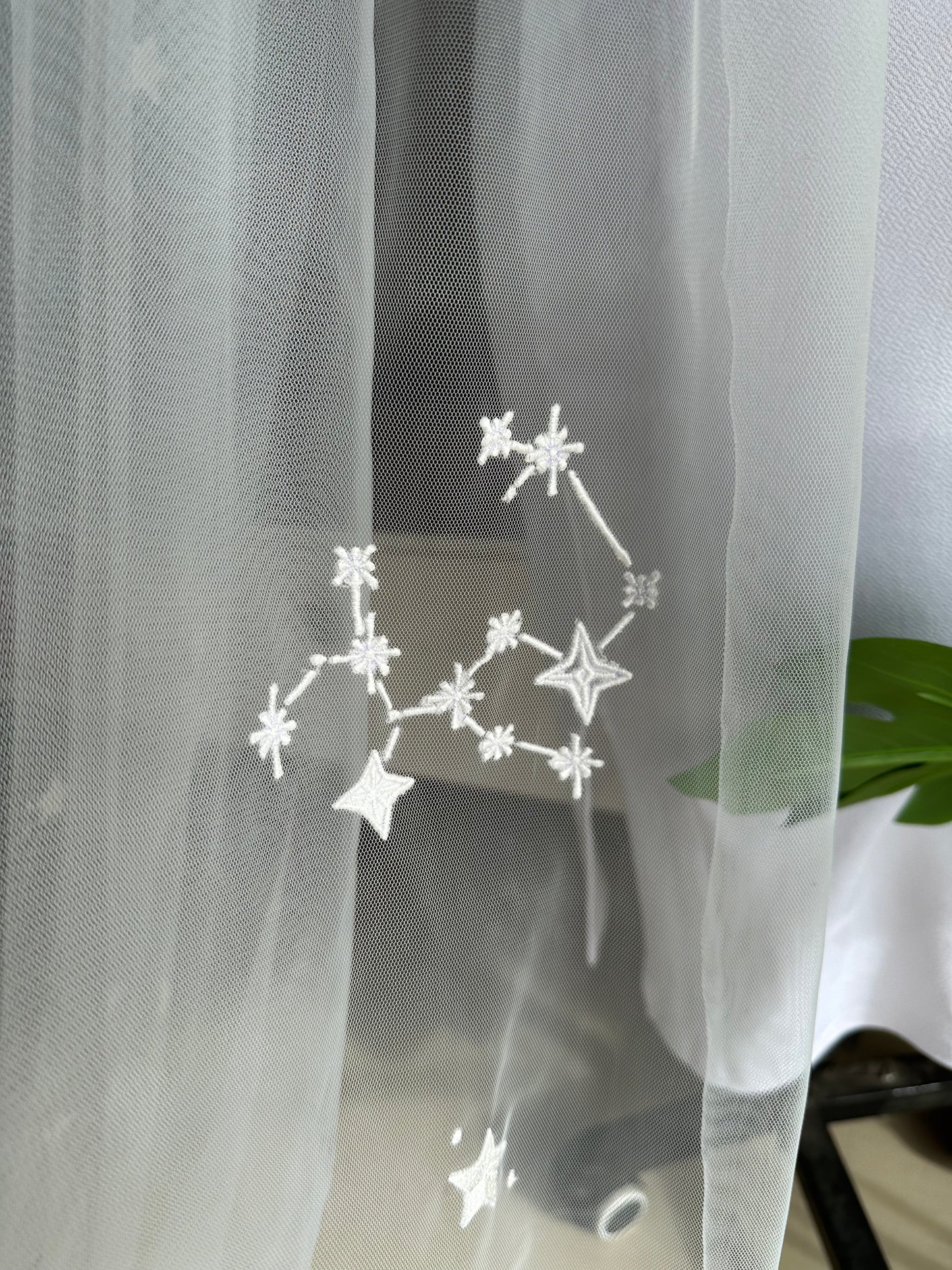 celestial zodiac symbol embroidered on veil