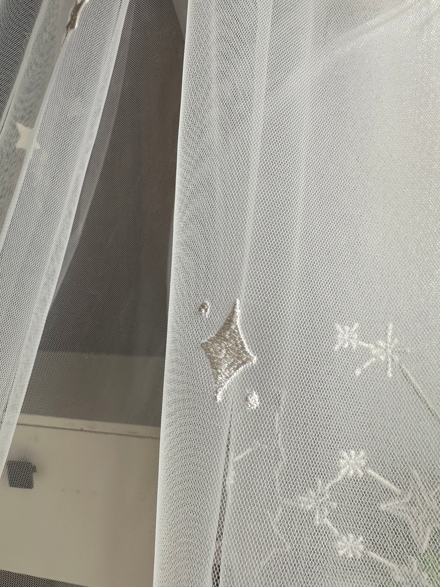 Celestia — The Embroidered Zodiac Veil in White
