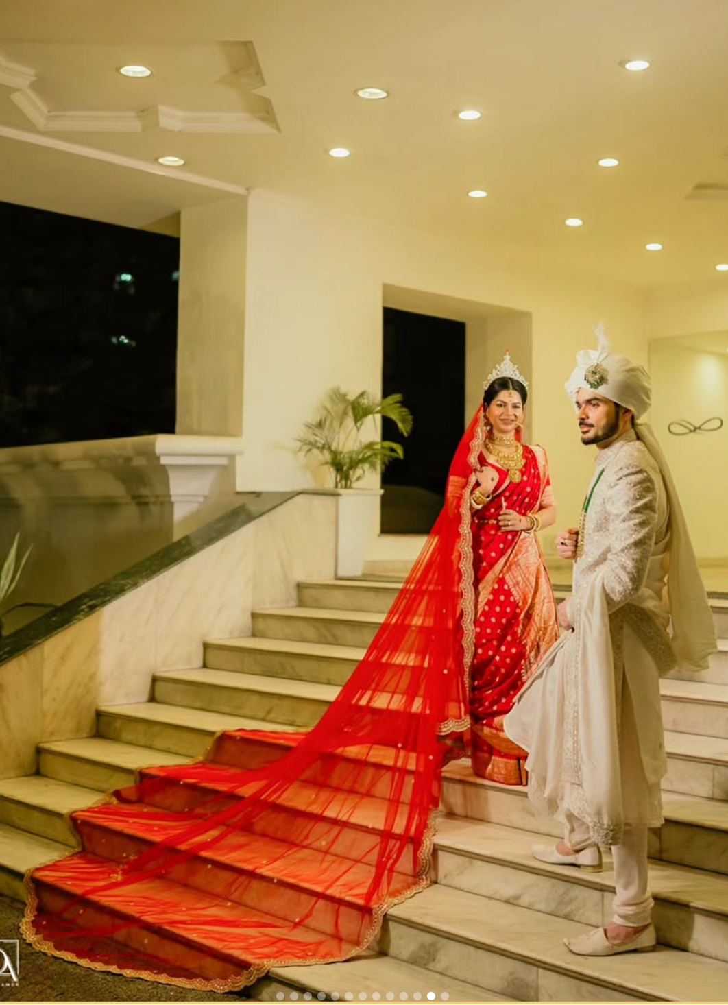 Aishwarya : A Classic Red Veil with couple's name and date personalised
