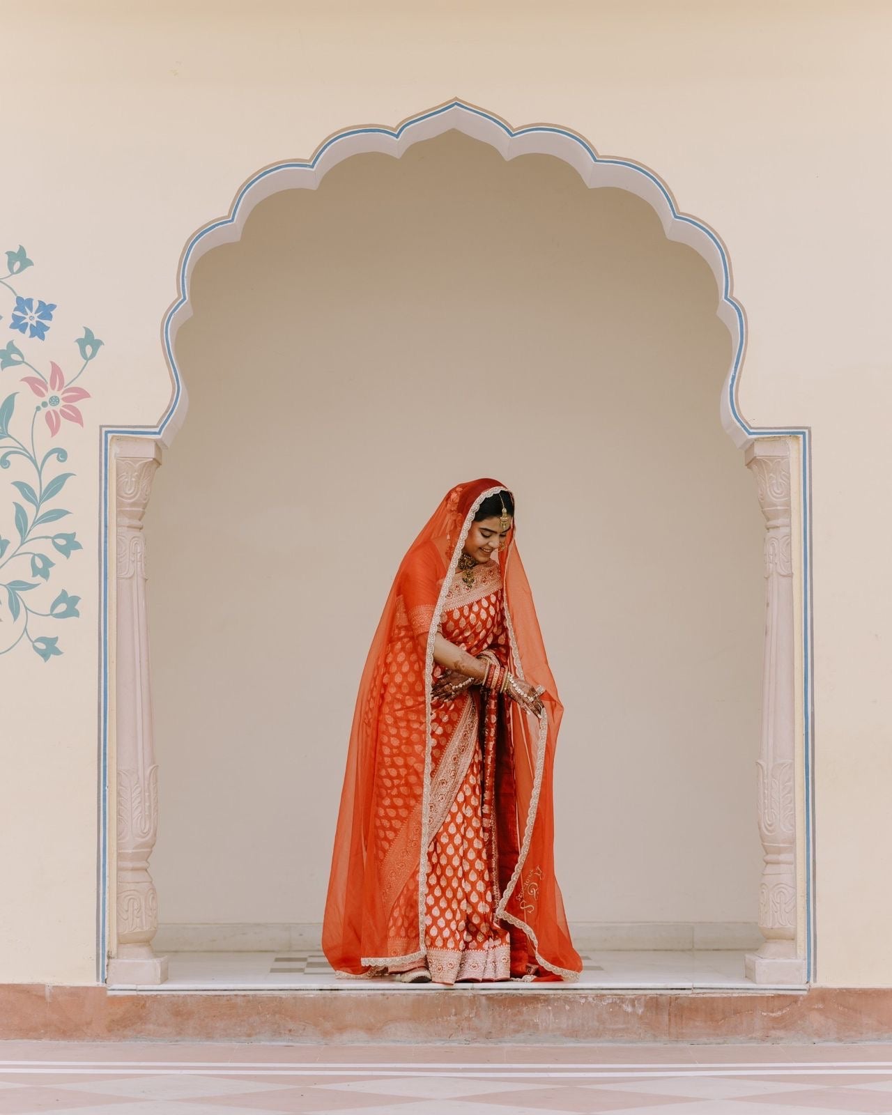 Sutra in Scarlet – Minimal Red Organza Dupatta with personalisation