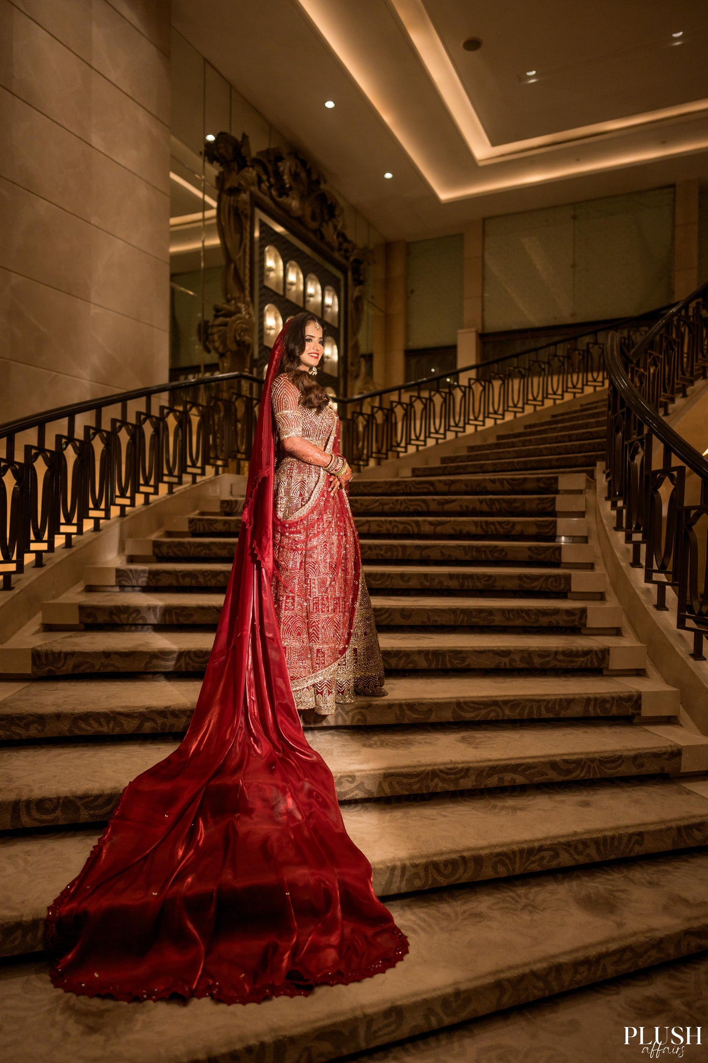 Garnet Haze – Maroon Cathedral Veil in Sheer Gossamer Organza