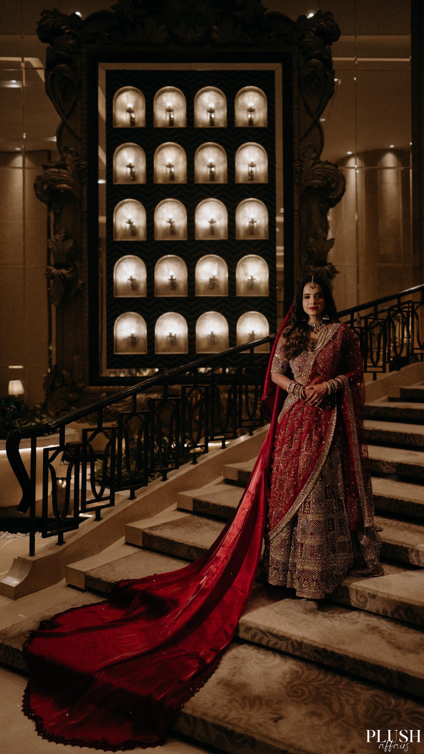 Garnet Haze – Maroon Cathedral Veil in Sheer Gossamer Organza