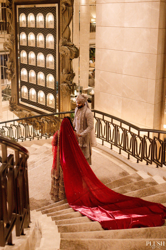 Garnet Haze – Maroon Cathedral Veil in Sheer Gossamer Organza