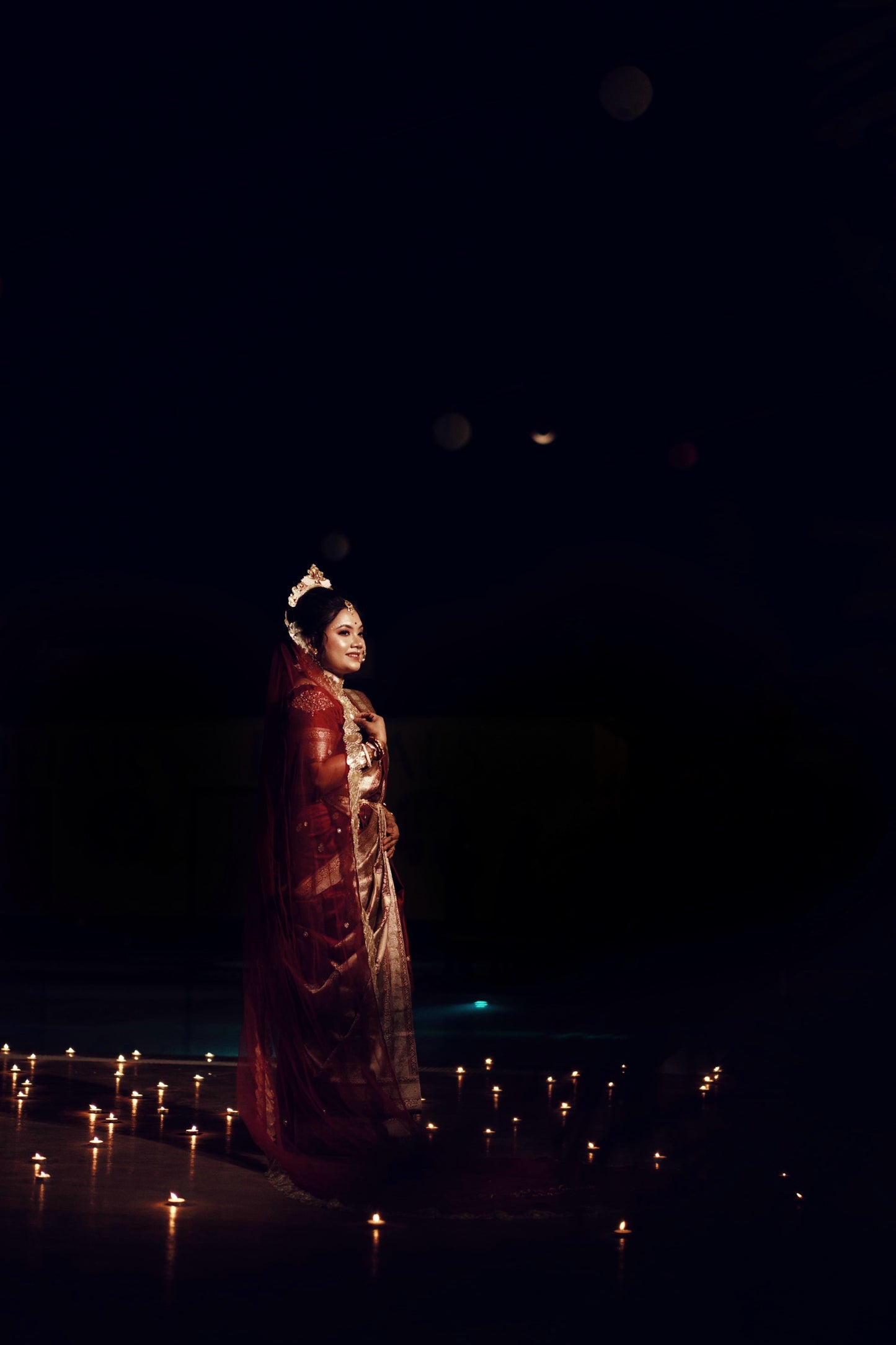 The Origin Veil — Personalized Edition || Maroon-Gold Classic - Stone studded Cathedral Length Veil