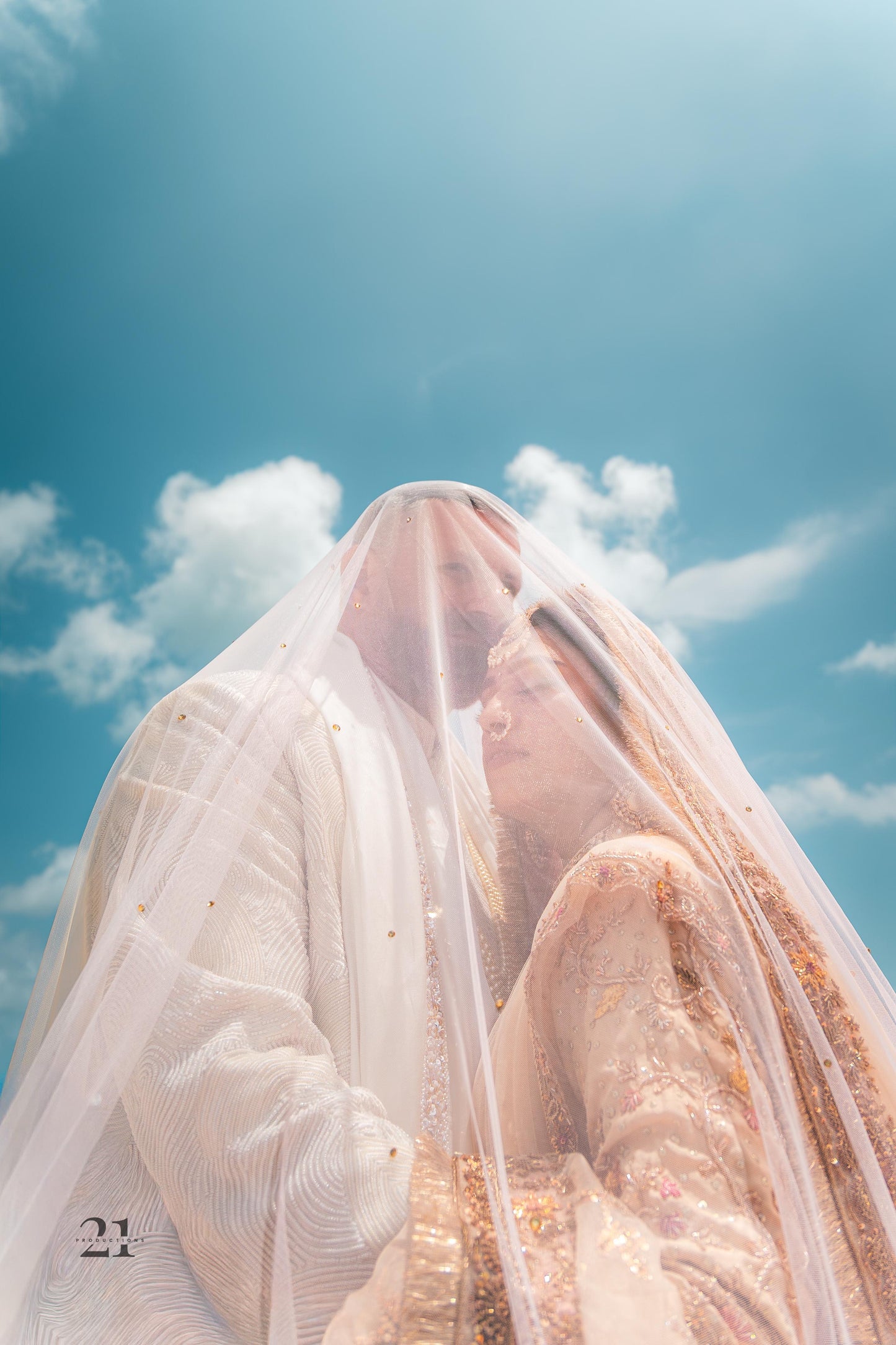 Rosette : An Ombre Blush pink length Veil with Initials & Quote
