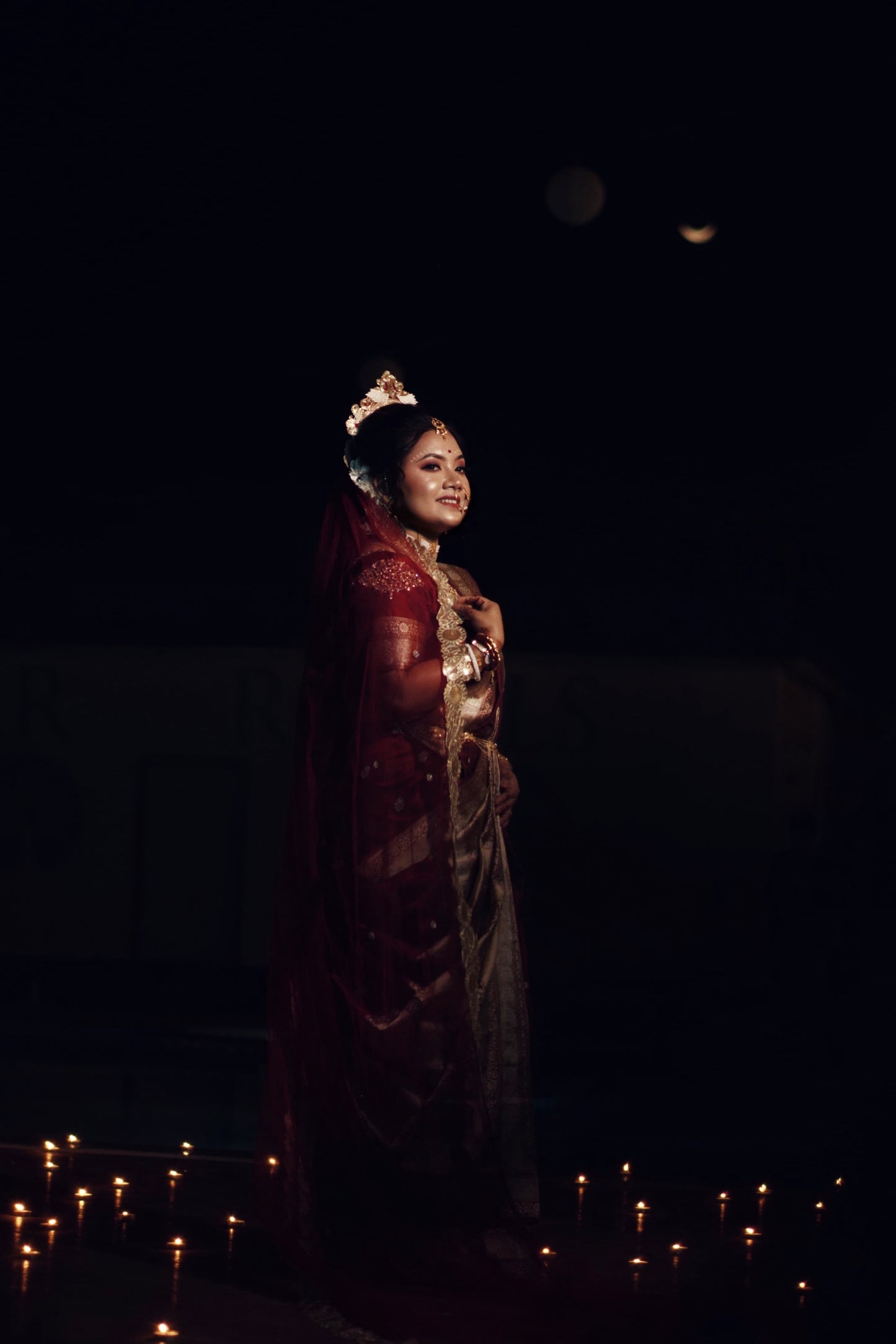 The Origin Veil — Personalized Edition || Maroon-Gold Classic - Stone studded Cathedral Length Veil