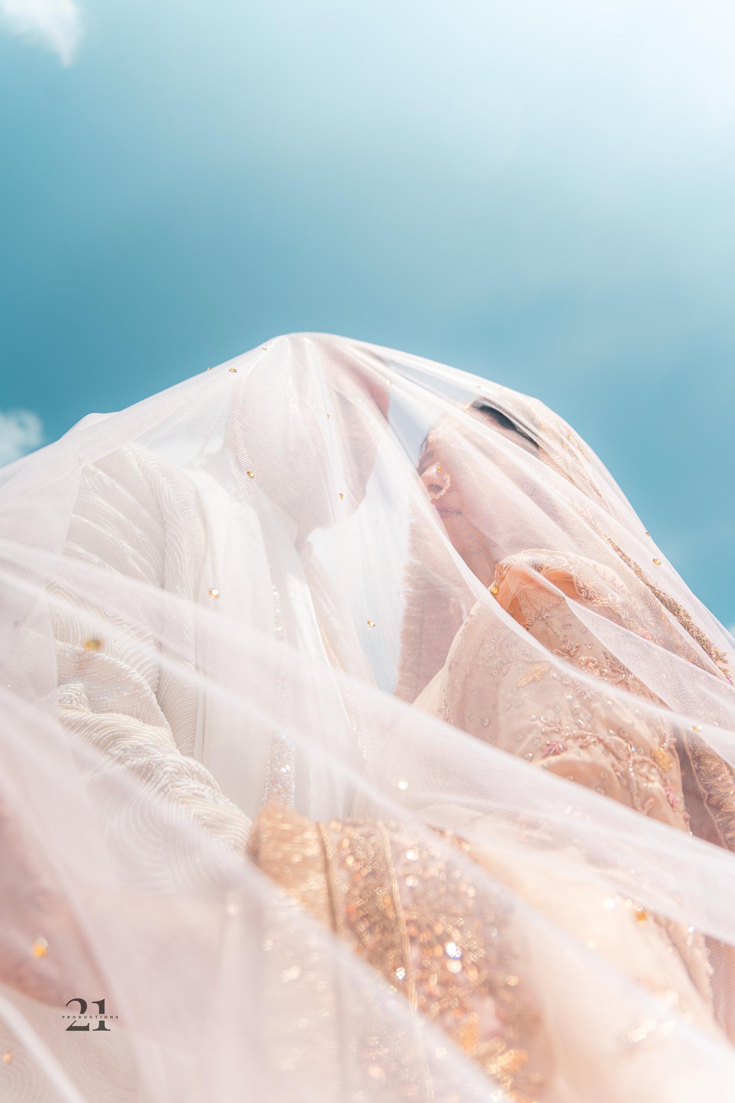 Rosette : An Ombre Blush pink length Veil with Initials & Quote
