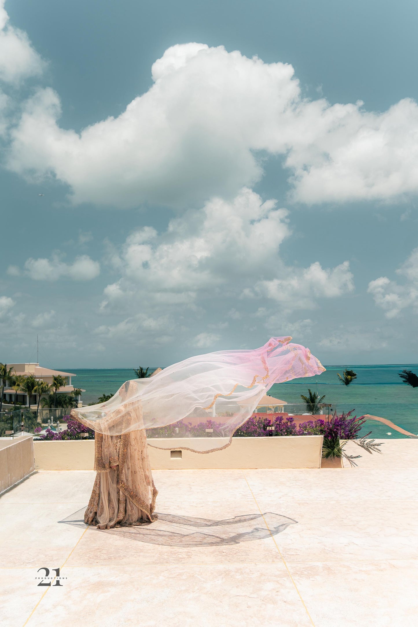 Rosette : An Ombre Blush pink length Veil with Initials & Quote