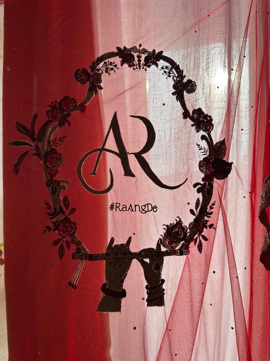 Radhika : Raadha-Krishna inspired Wedding Logo for a Cathedral length Veil