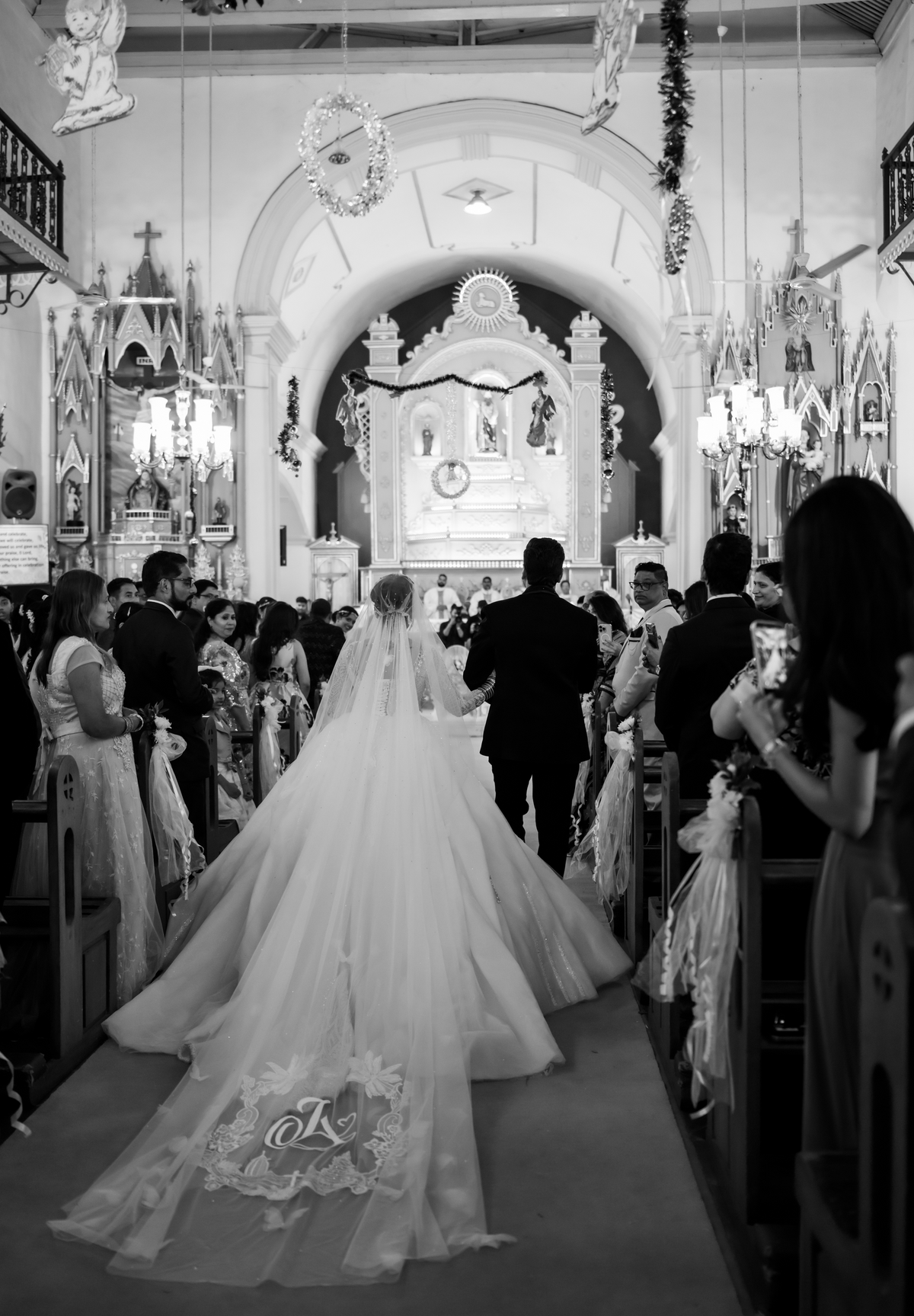 Butterfly Vows : Personalised Logo on Ivory white Cathedral Veil with 3D Butterflies & Quote