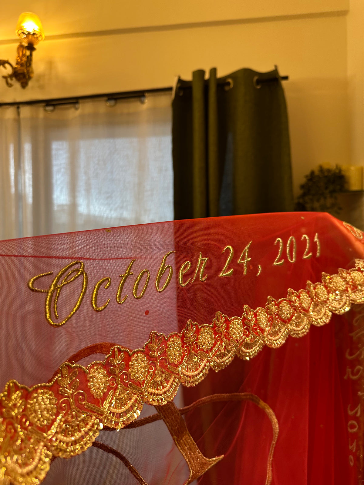 Dil : Red Personalized Bridal Wedding Veil