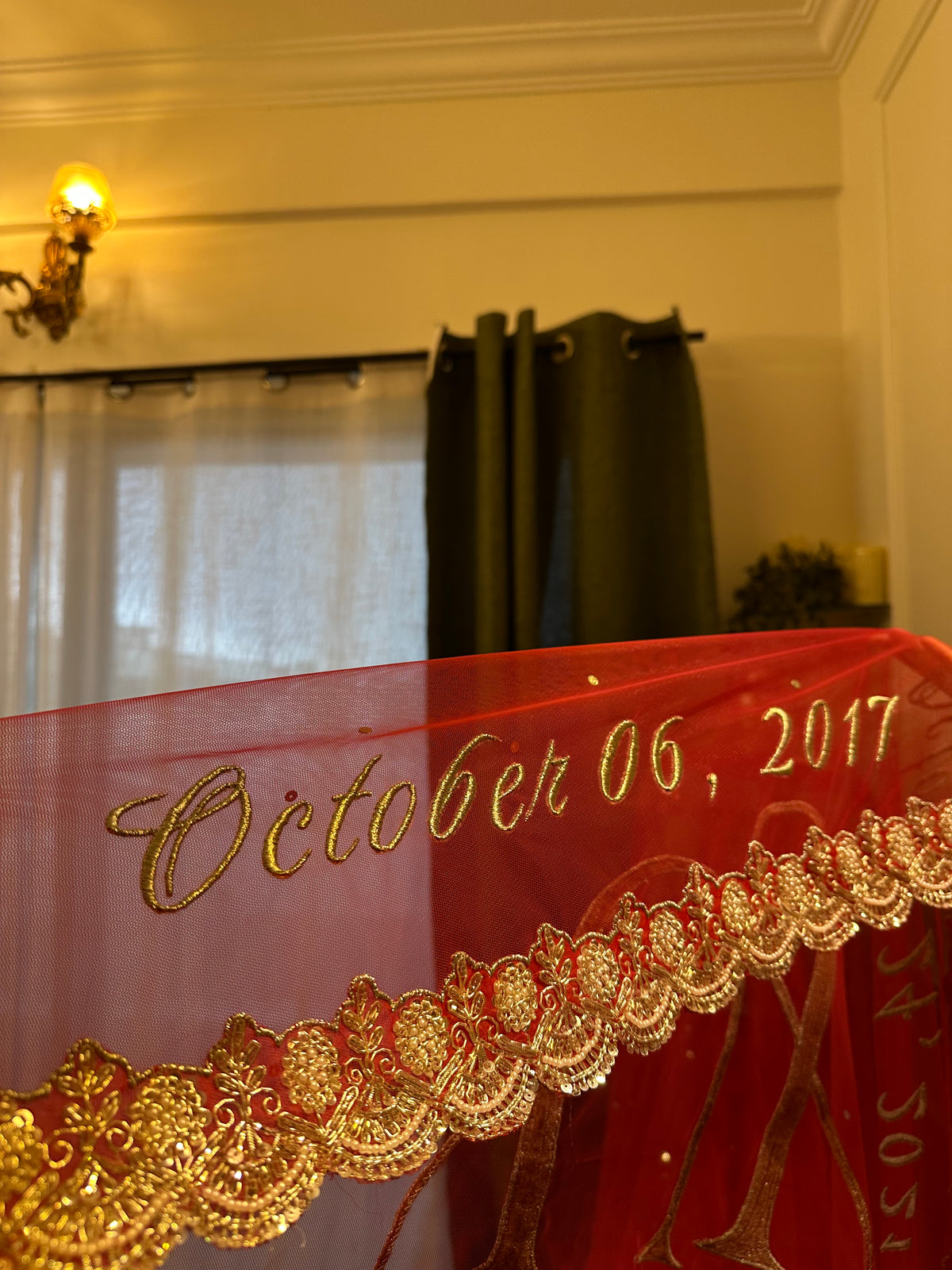 Dil : Red Personalized Bridal Wedding Veil