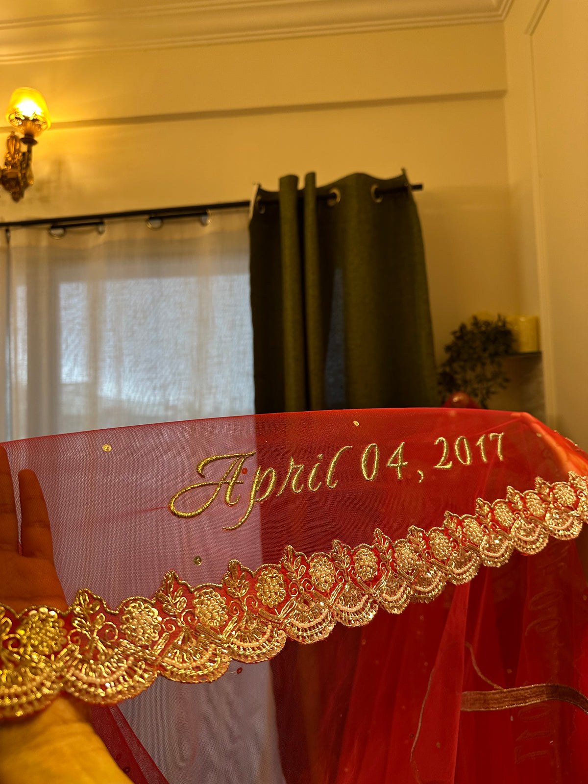 Dil : Red Personalized Bridal Wedding Veil