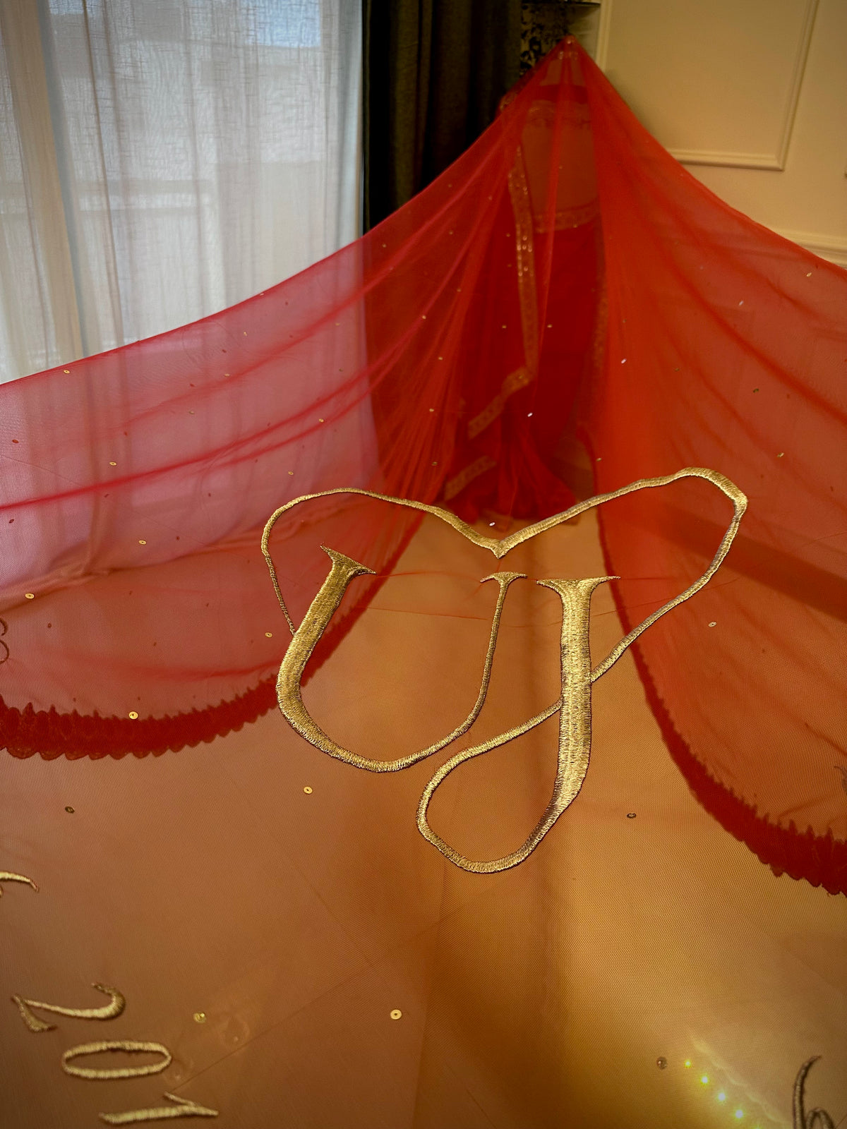 Dil : Red Personalized Bridal Wedding Veil