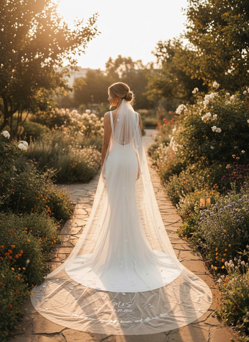 Celestia — The Embroidered Zodiac Veil in White