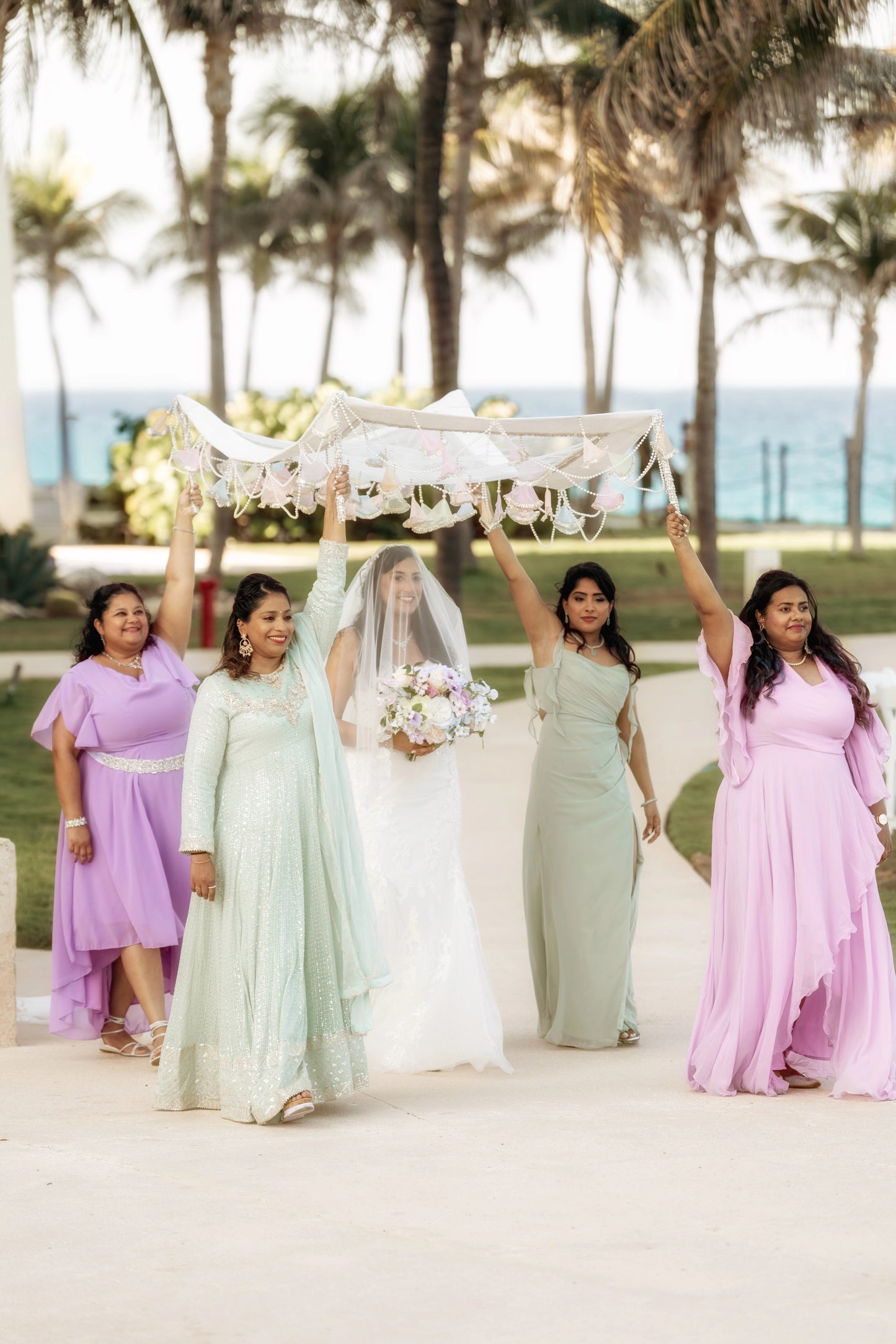 Love Story Veil : Ivory White Cathedral Petal Cut custom hand embroidered floral veil with love story personalisation