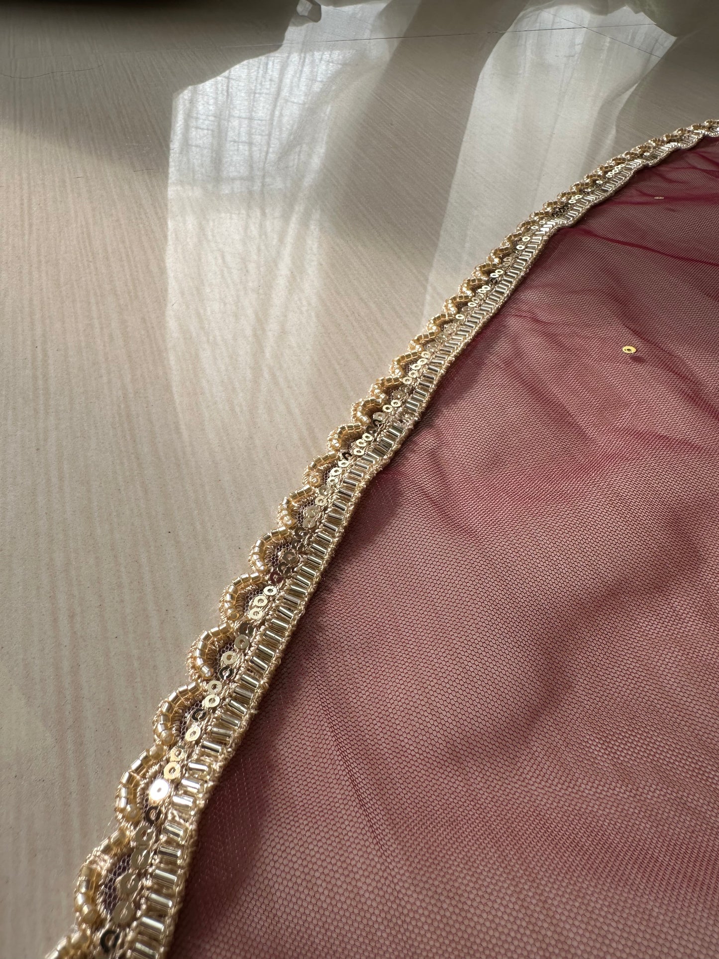 Elara : Minimal border chapel length veil with names of bride and groom personalised