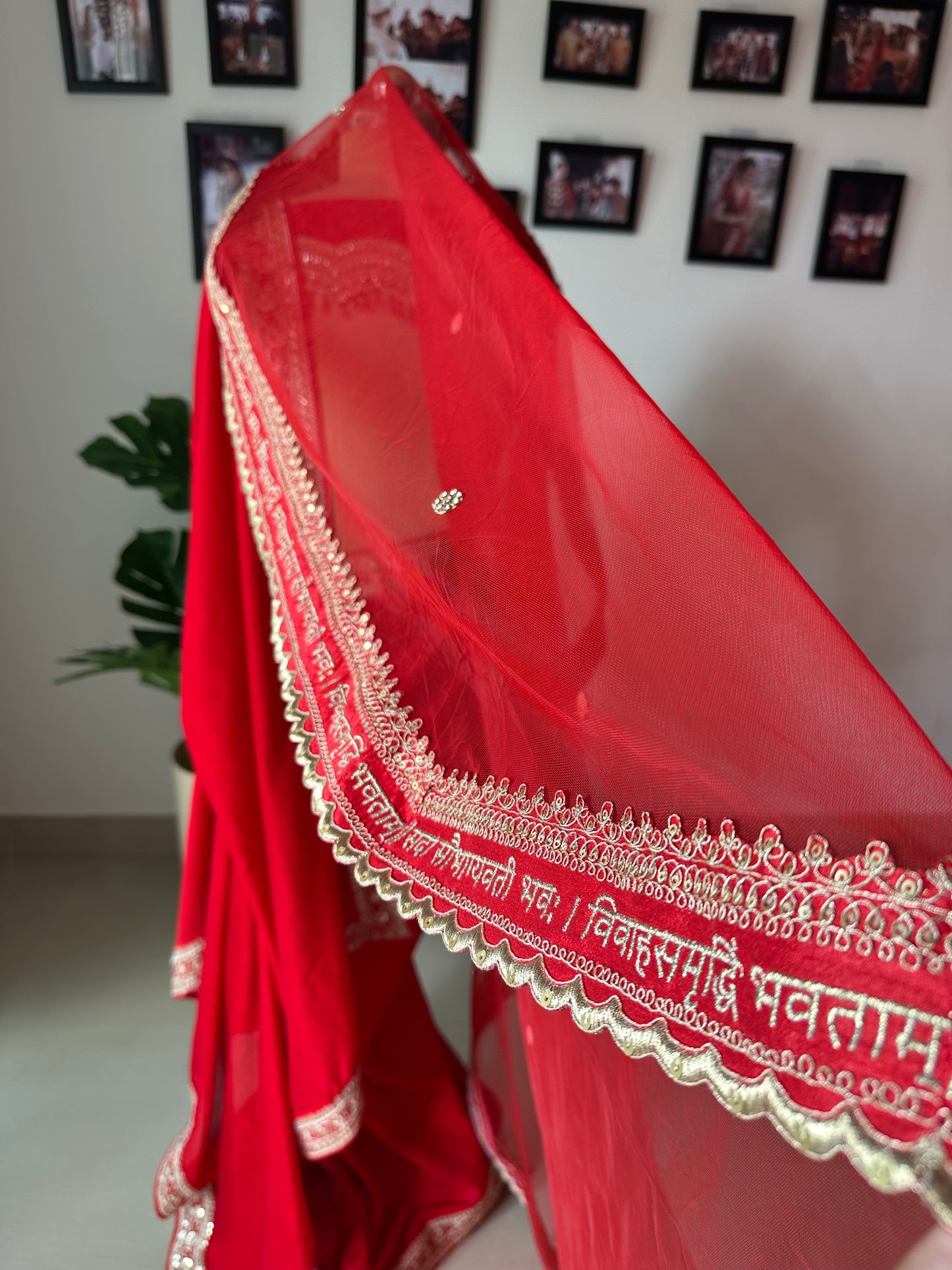 Patralekha : A Sabyasachi inspired Veil with personalised embroidered Quote