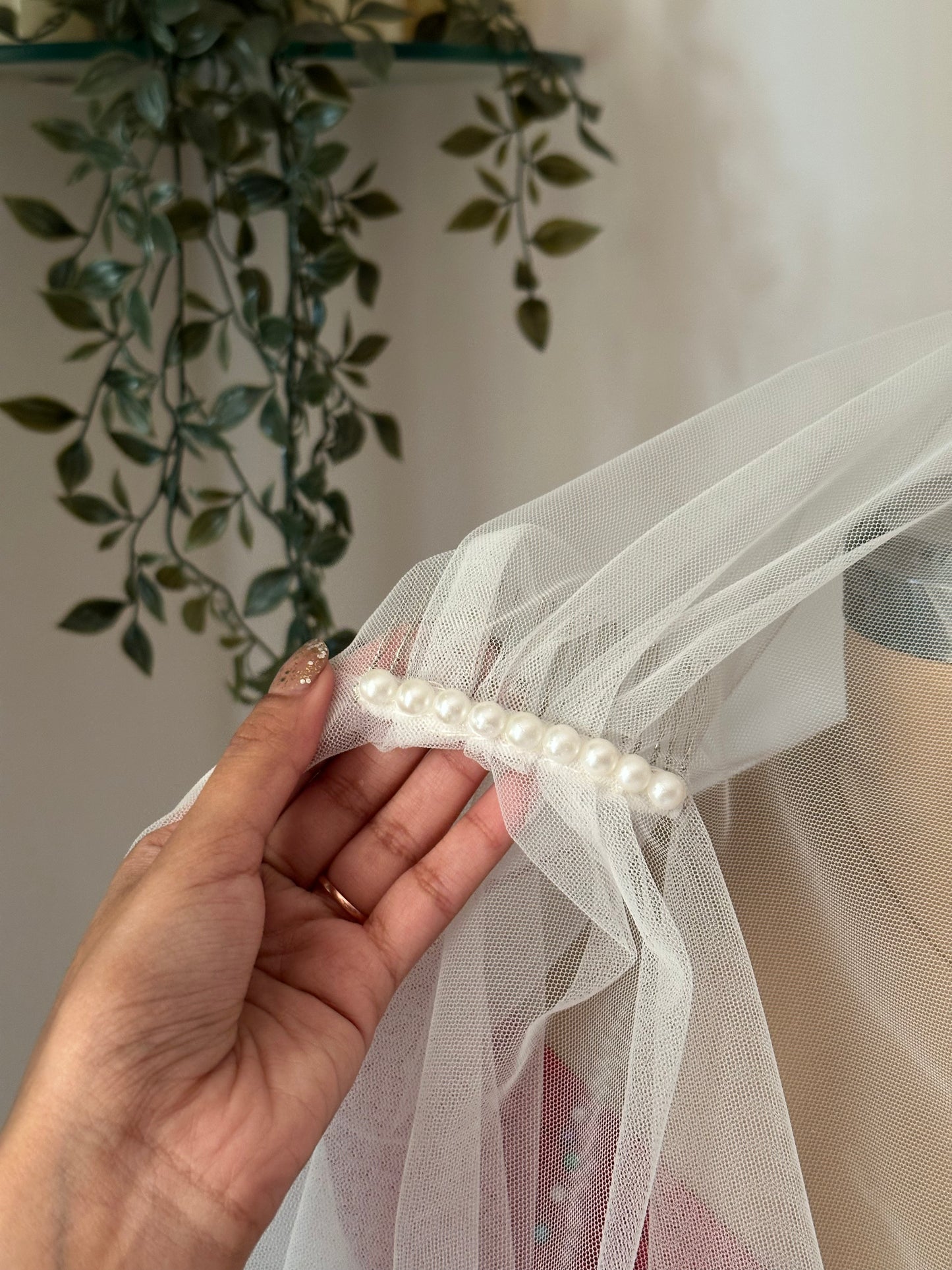 Hailey : "Till Death Do Us Part" quoted 2-tier Ivory white Cathedral Length Veil