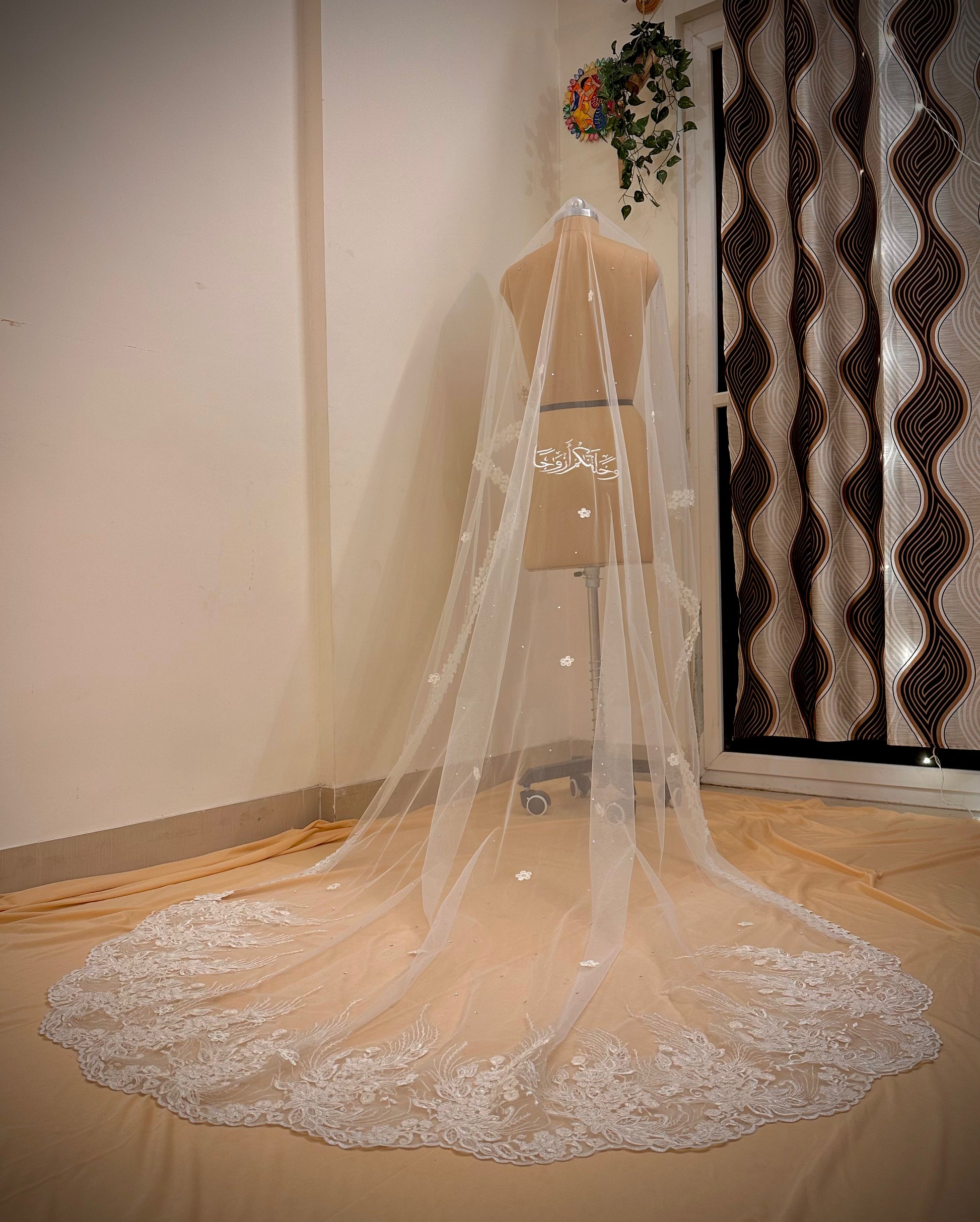 Ruhani Sacred Ivory White Veil with Scalloped Embroidery and Urdu Qu Your Bridesmaid Anwesha Ruhani Sacred Ivory White Veil with Scalloped Embroidery and Urdu Qu Your Bridesmaid Anwesha