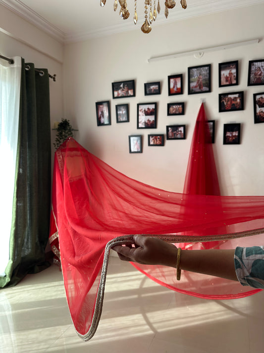 Aurelia : A Timeless Illusion Tulle Veil with Soft Gold Accents