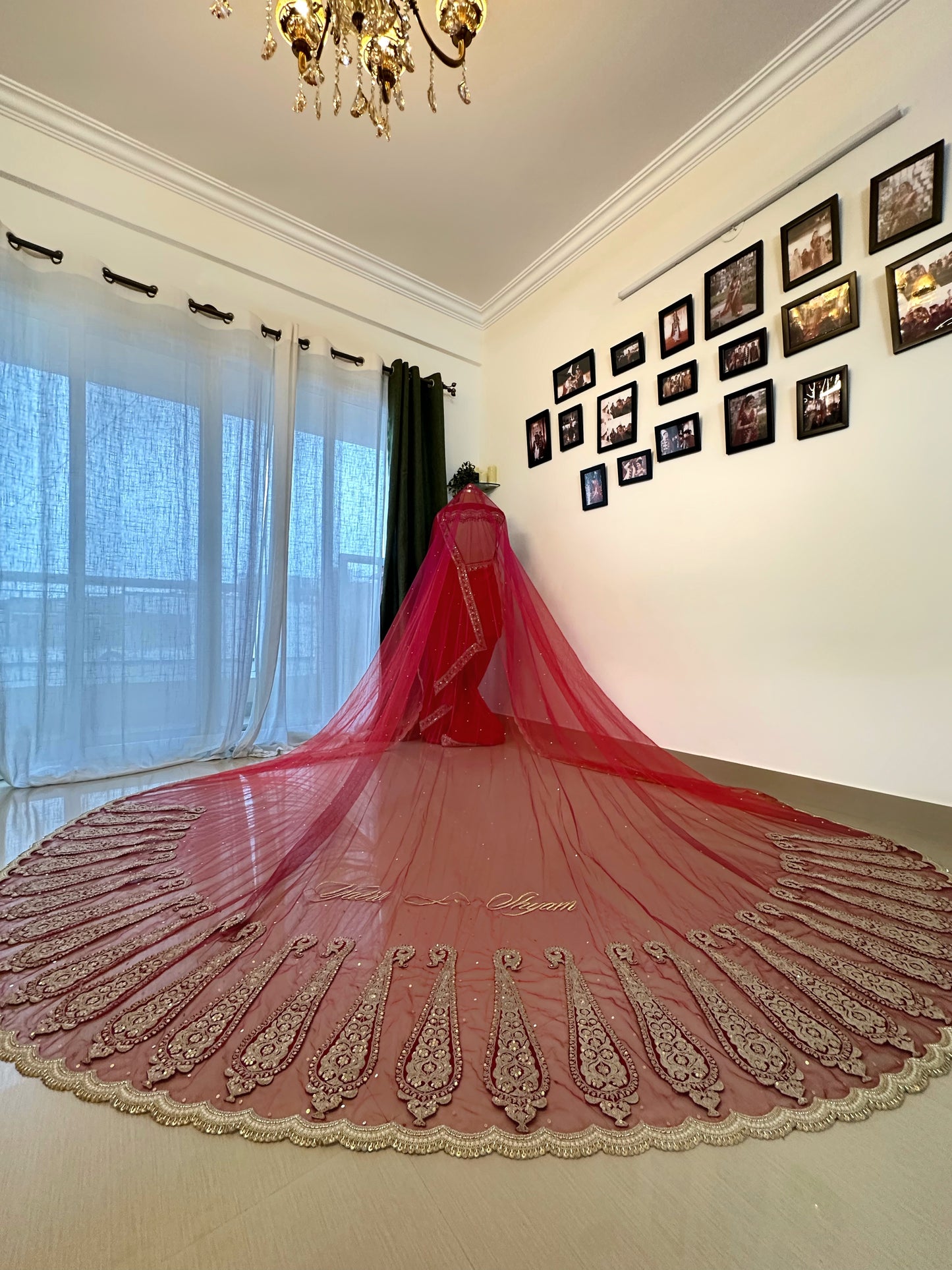 Paisley crown : Heritage Ombre Bridal Veil Inspired by Sabyasachi with Custom Lehenga Motifs