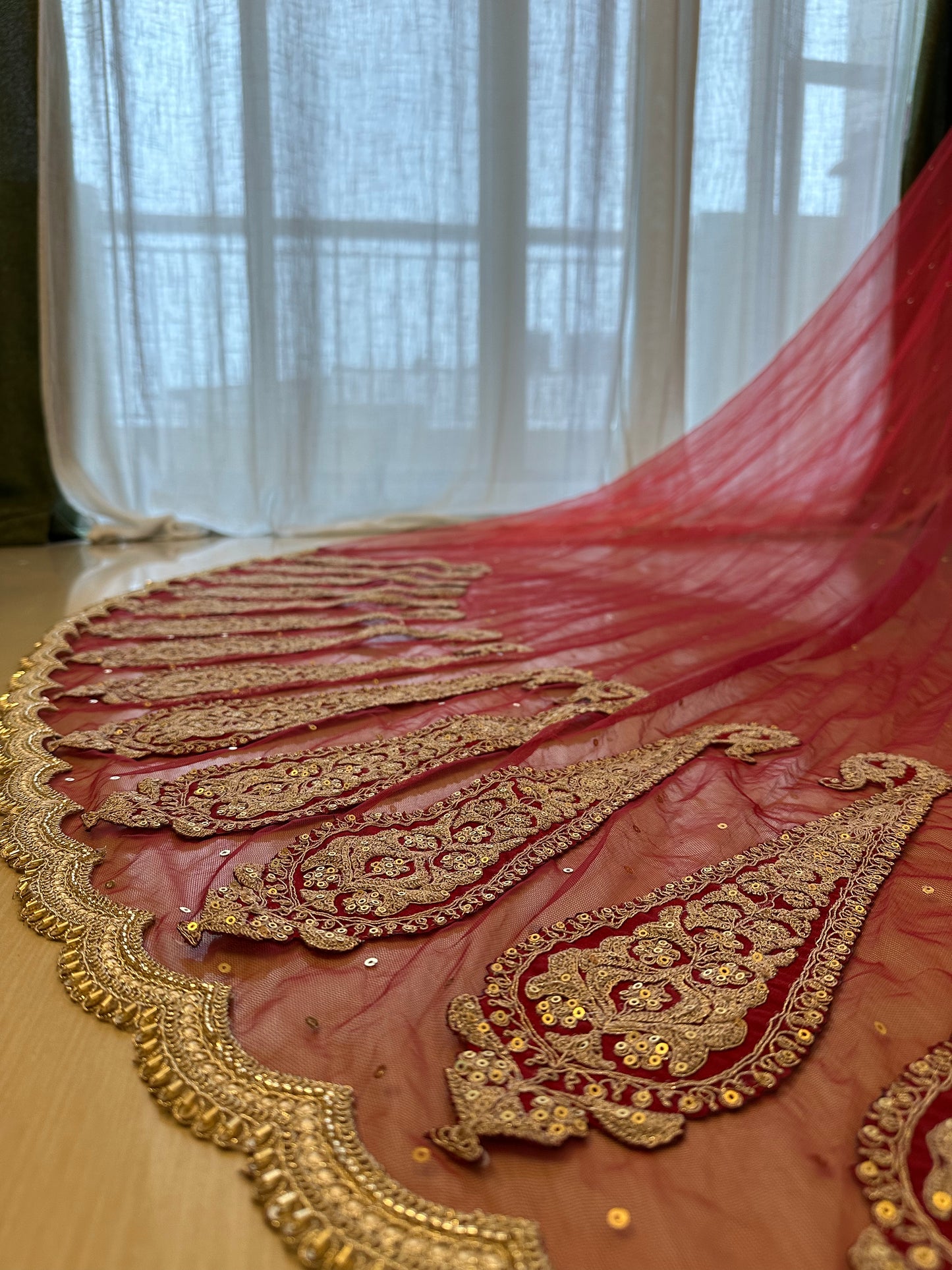 Paisley crown : Heritage Ombre Bridal Veil Inspired by Sabyasachi with Custom Lehenga Motifs