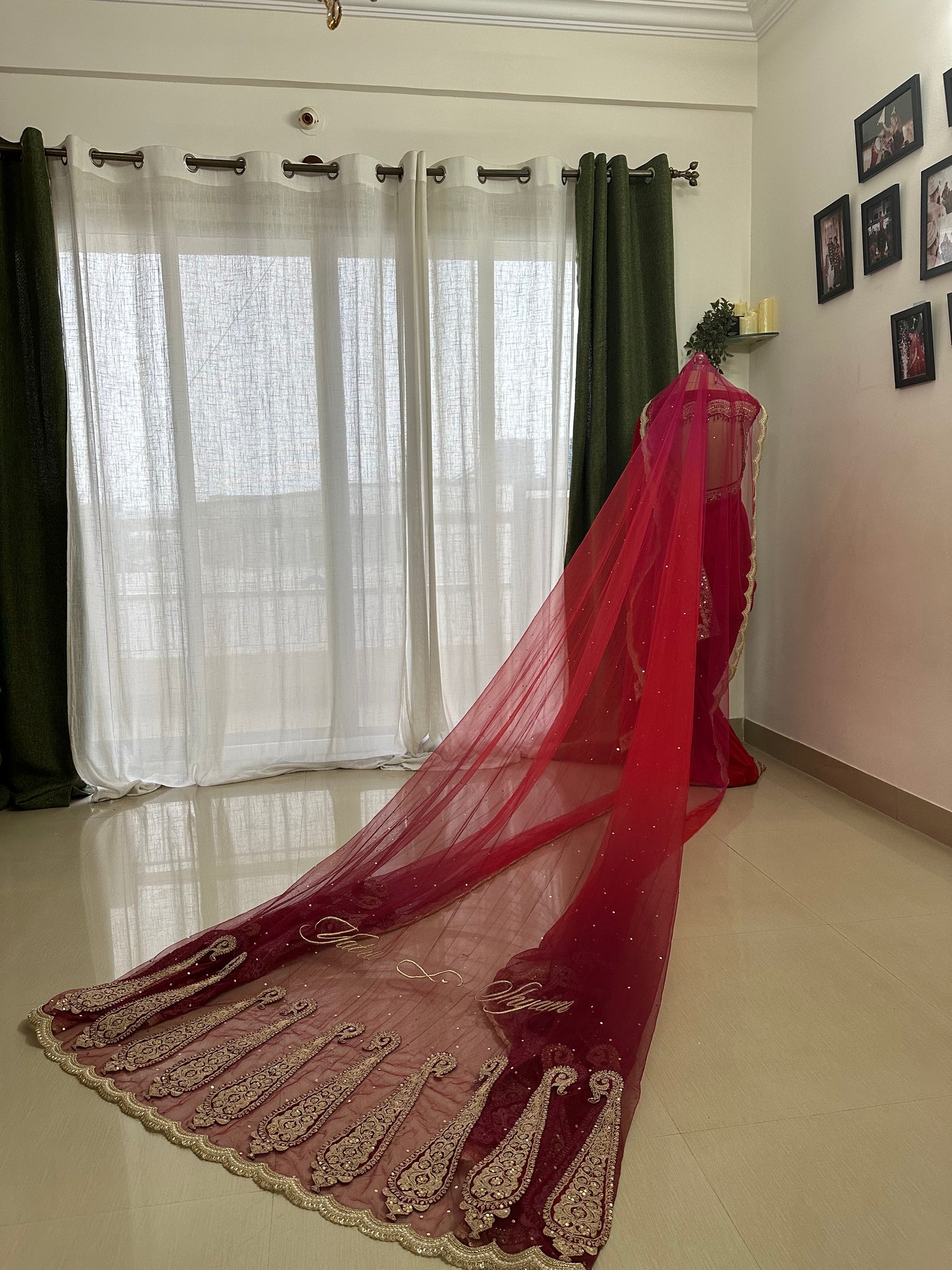 Paisley crown : Heritage Ombre Bridal Veil Inspired by Sabyasachi with Custom Lehenga Motifs