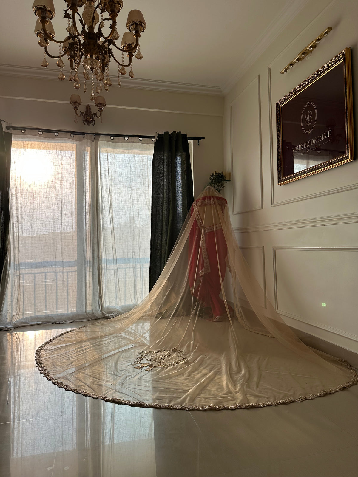 Radhika : Raadha-Krishna inspired Wedding Logo for a Cathedral length Veil