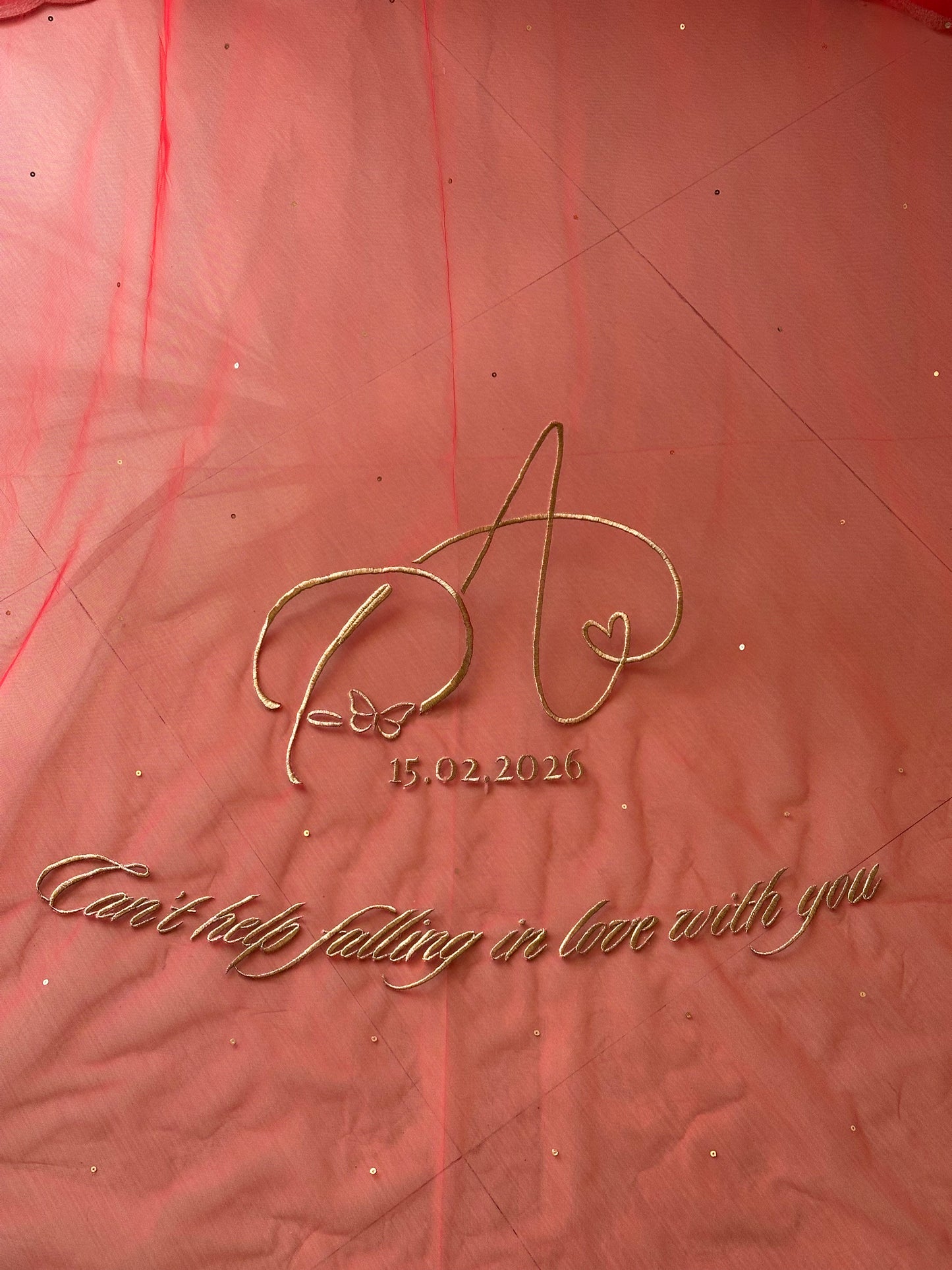 Prachi : A Cathedral Length Veil with custom Logo personalisation