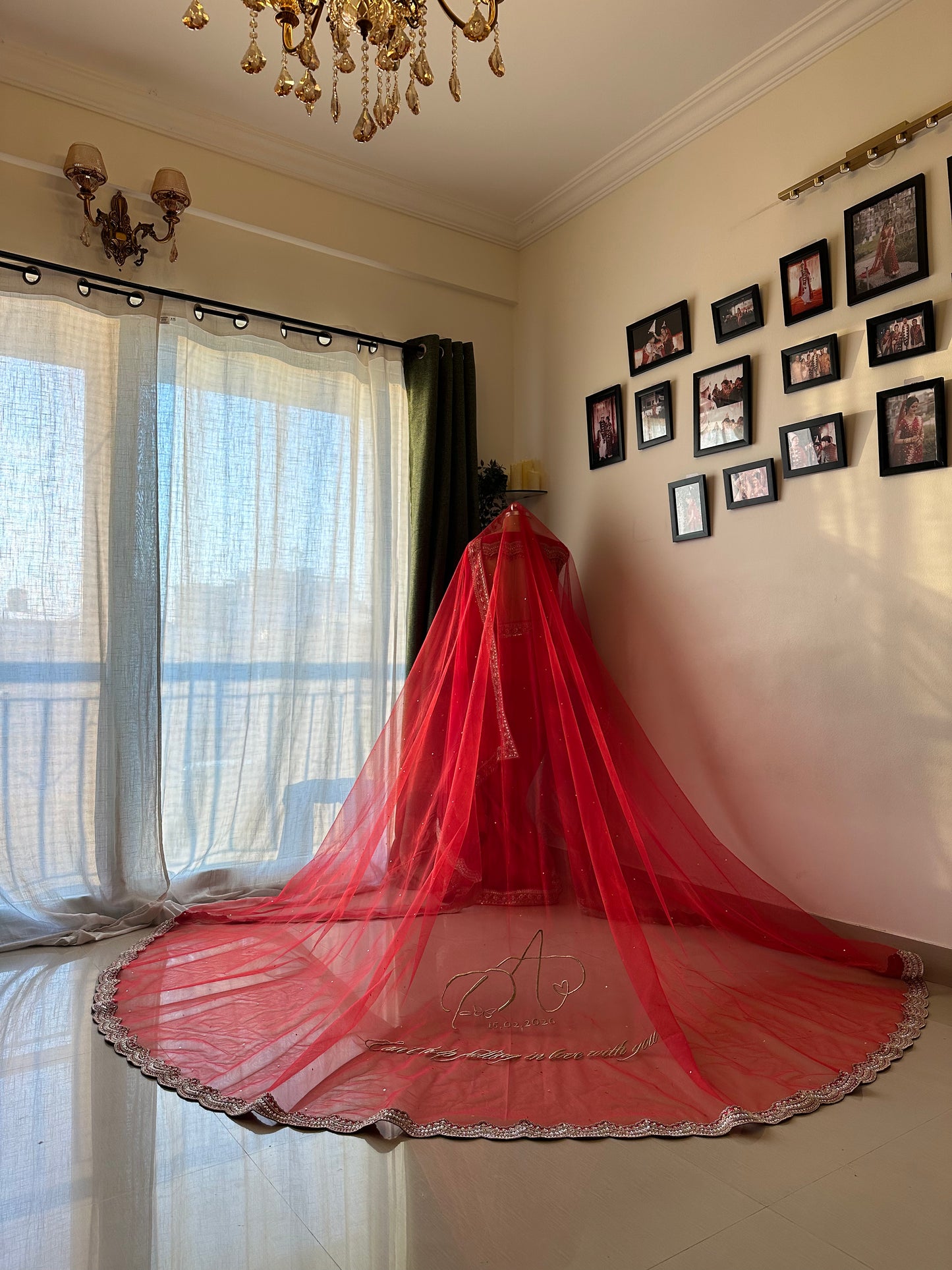 Prachi : A Cathedral Length Veil with custom Logo personalisation