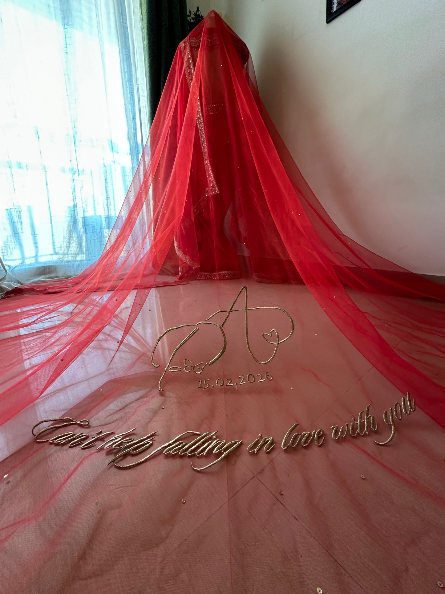 Prachi : A Cathedral Length Veil with custom Logo personalisation