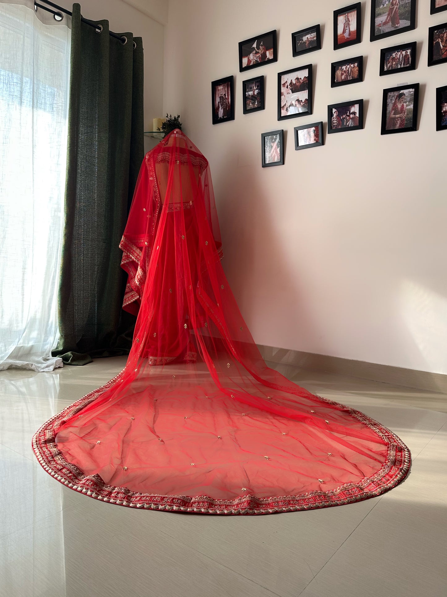 Patralekha : A Sabyasachi inspired Veil with personalised embroidered bengali Quote