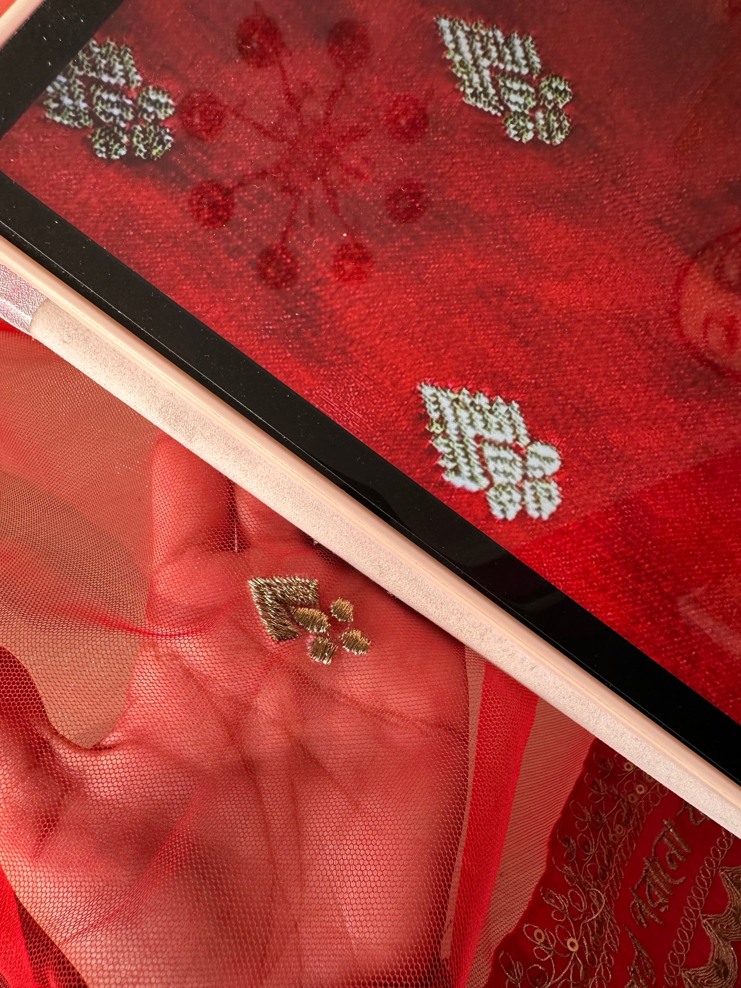 Patralekha : A Sabyasachi inspired Veil with personalised embroidered bengali Quote