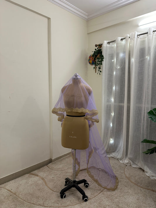 Lavender Haze : A Lavender Chapel length Veil with Personalised names
