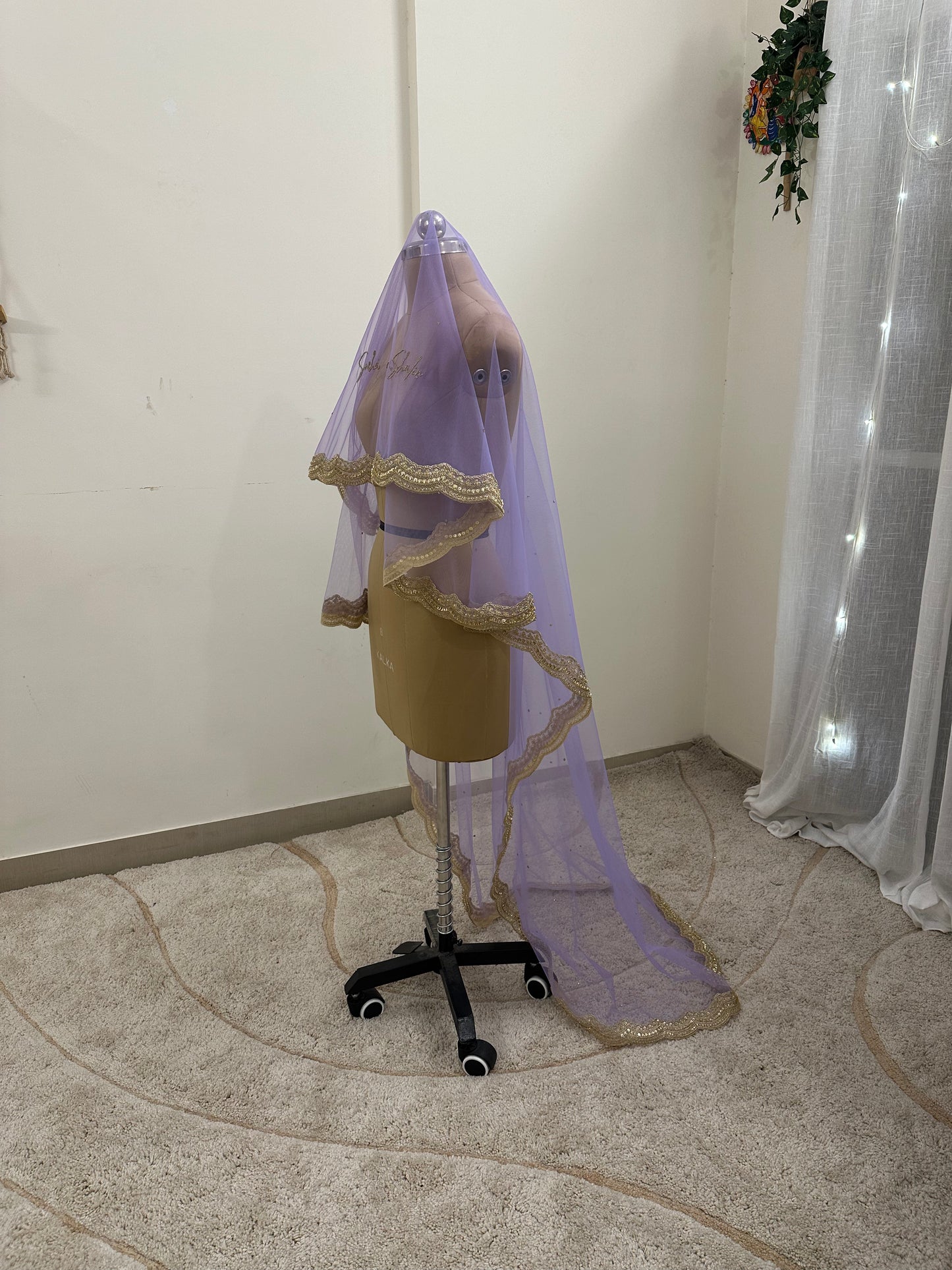 Lavender Haze : A Lavender Chapel length Veil with Personalised names