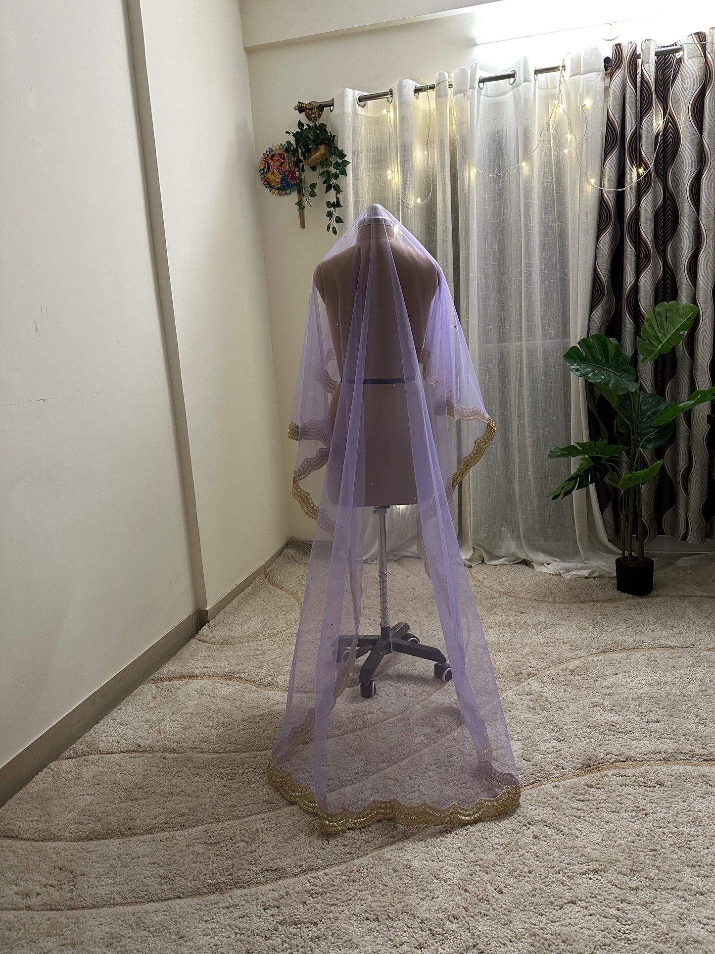 Lavender Haze : A Lavender Chapel length Veil with Personalised names