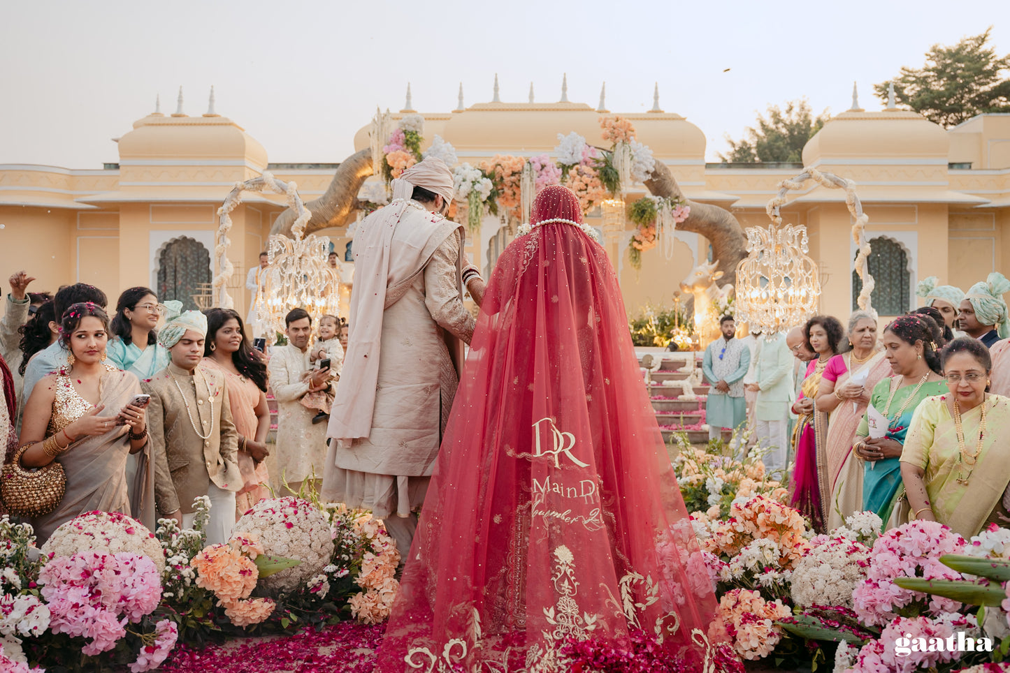 Regalia : The Double Halo Veil in gold zari