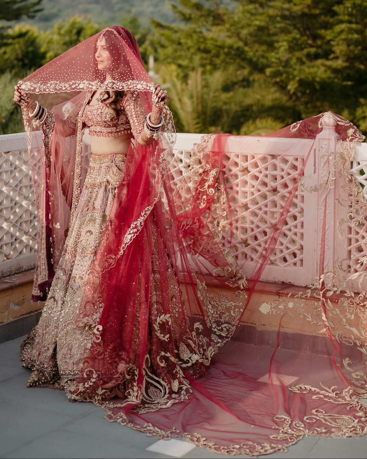 Regalia : The Double Halo Veil in gold zari