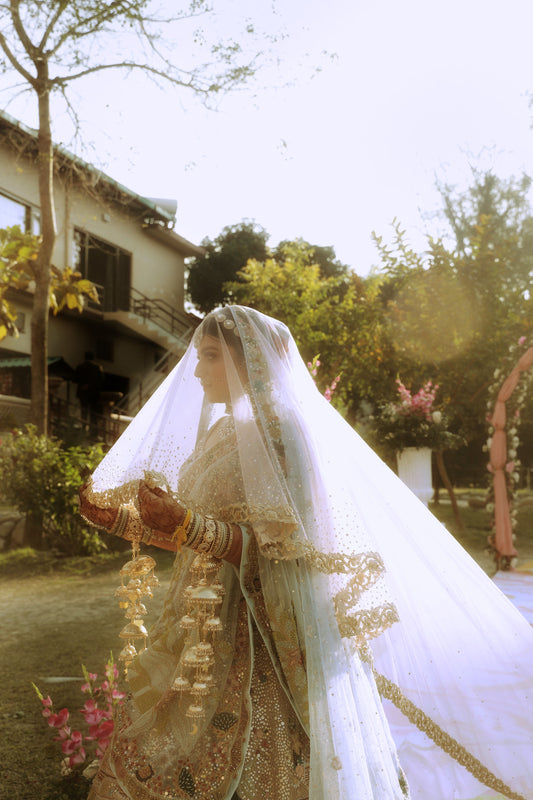 Stardust Blush – Hand Embellished Veil with Ombre Crystal Shimmer